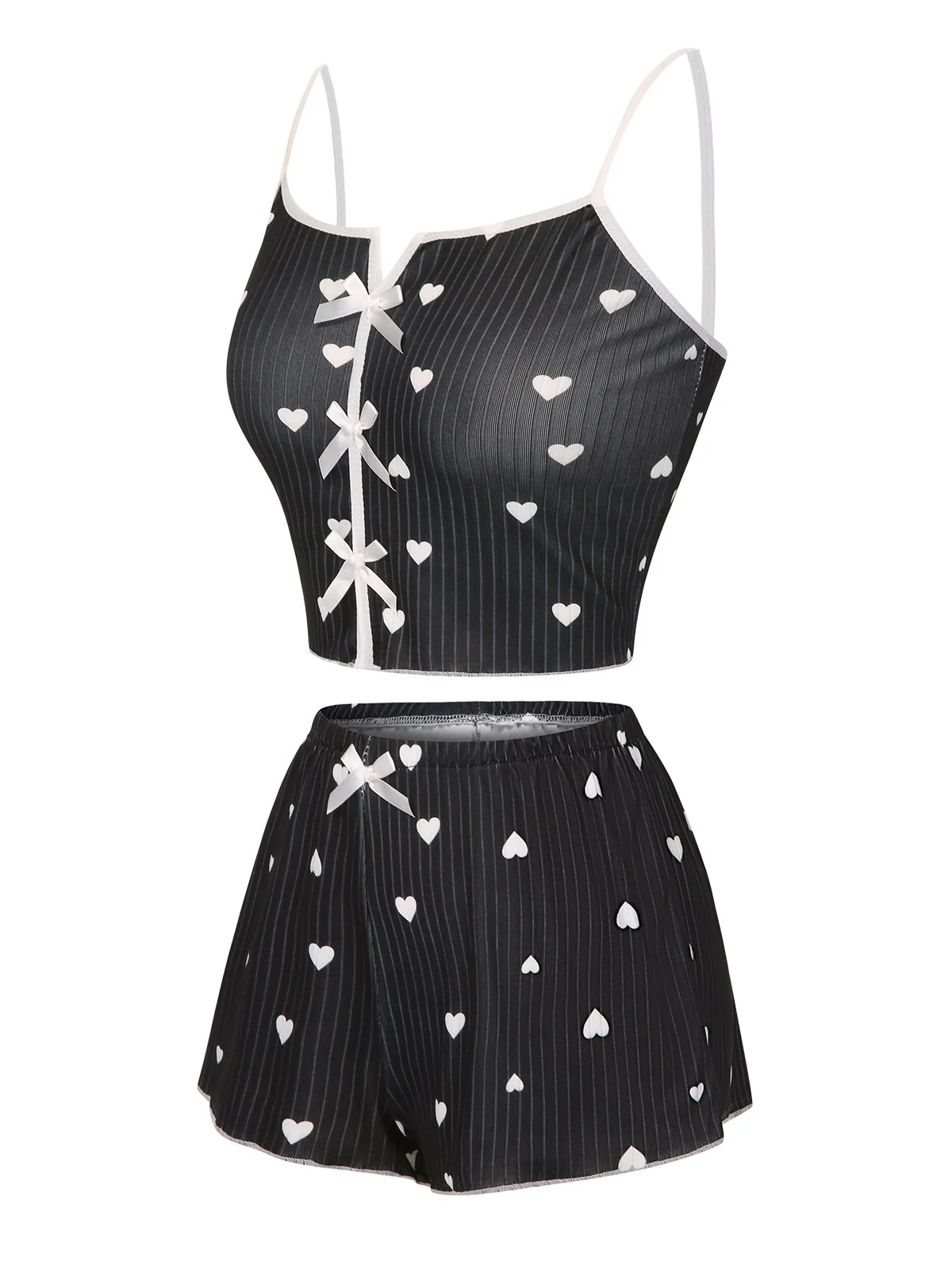 1970s Heart Bow Spaghetti Strap Pajamas - Image 3