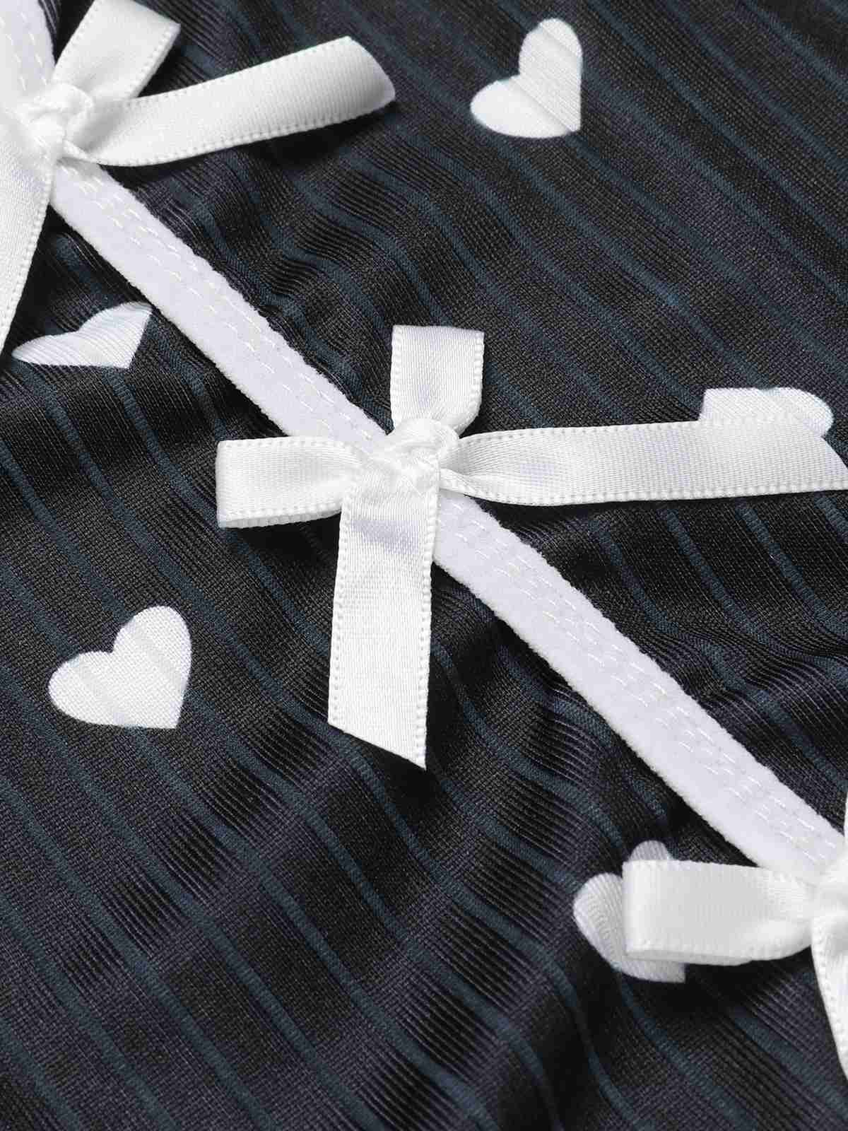 1970s Heart Bow Spaghetti Strap Pajamas - Image 4
