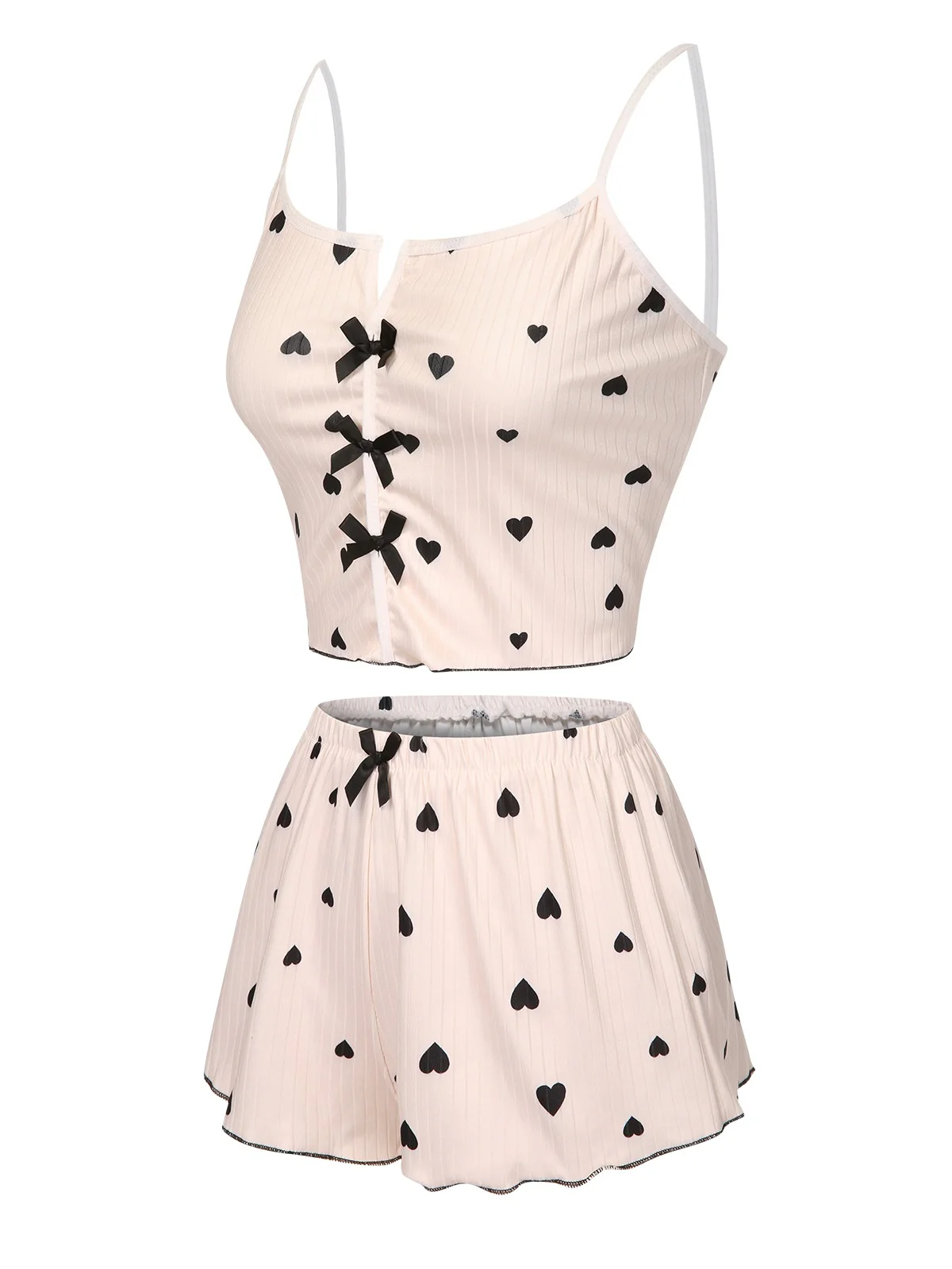 1970s Heart Bow Spaghetti Strap Pajamas - Image 7
