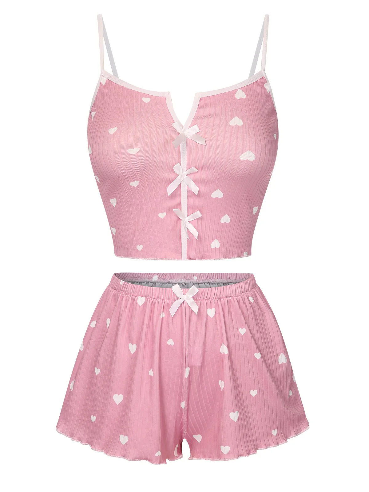 1970s Heart Bow Spaghetti Strap Pajamas - Image 9