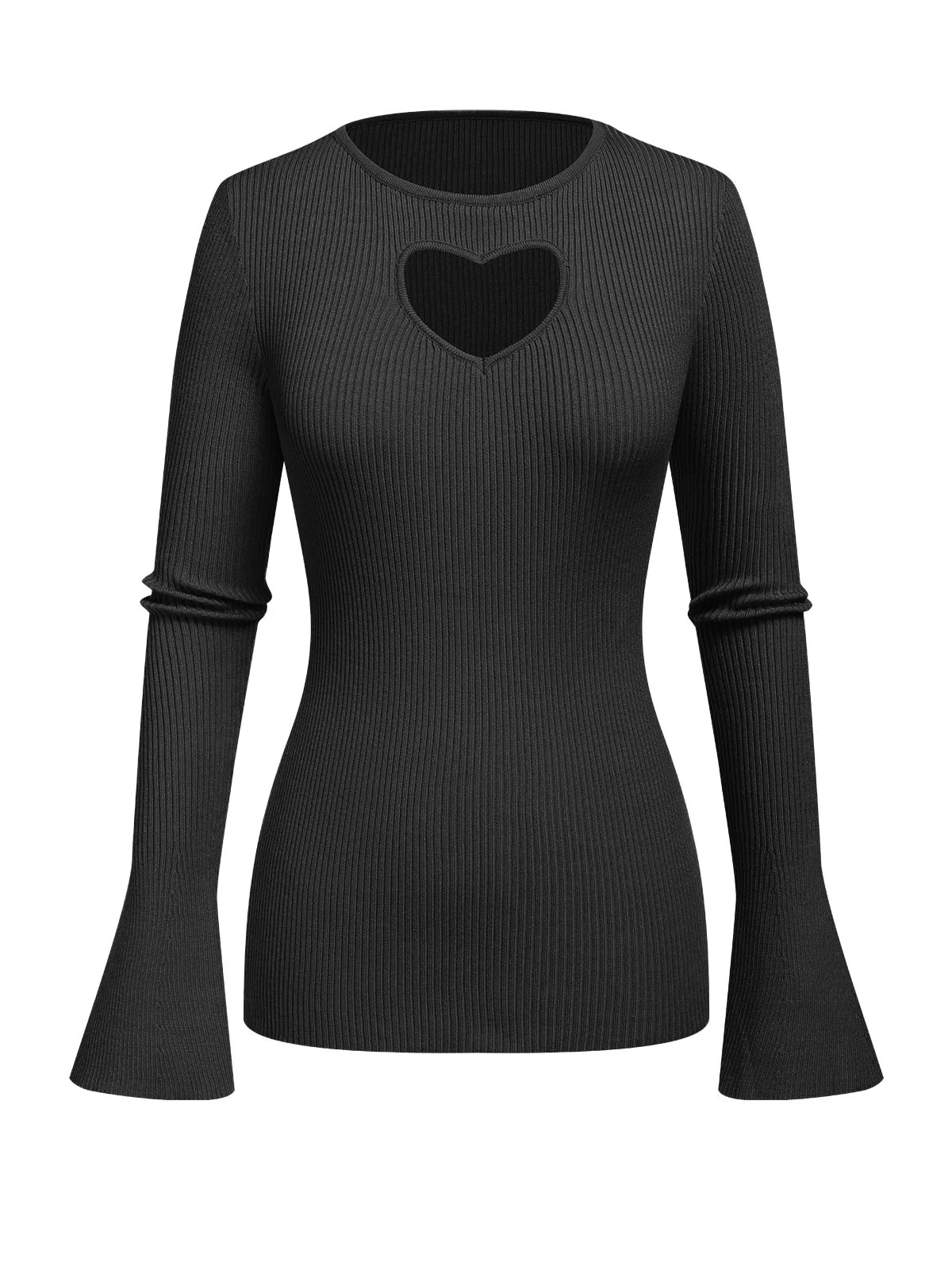 1970s Heart Cutout Knitted Solid Sweater - Image 4