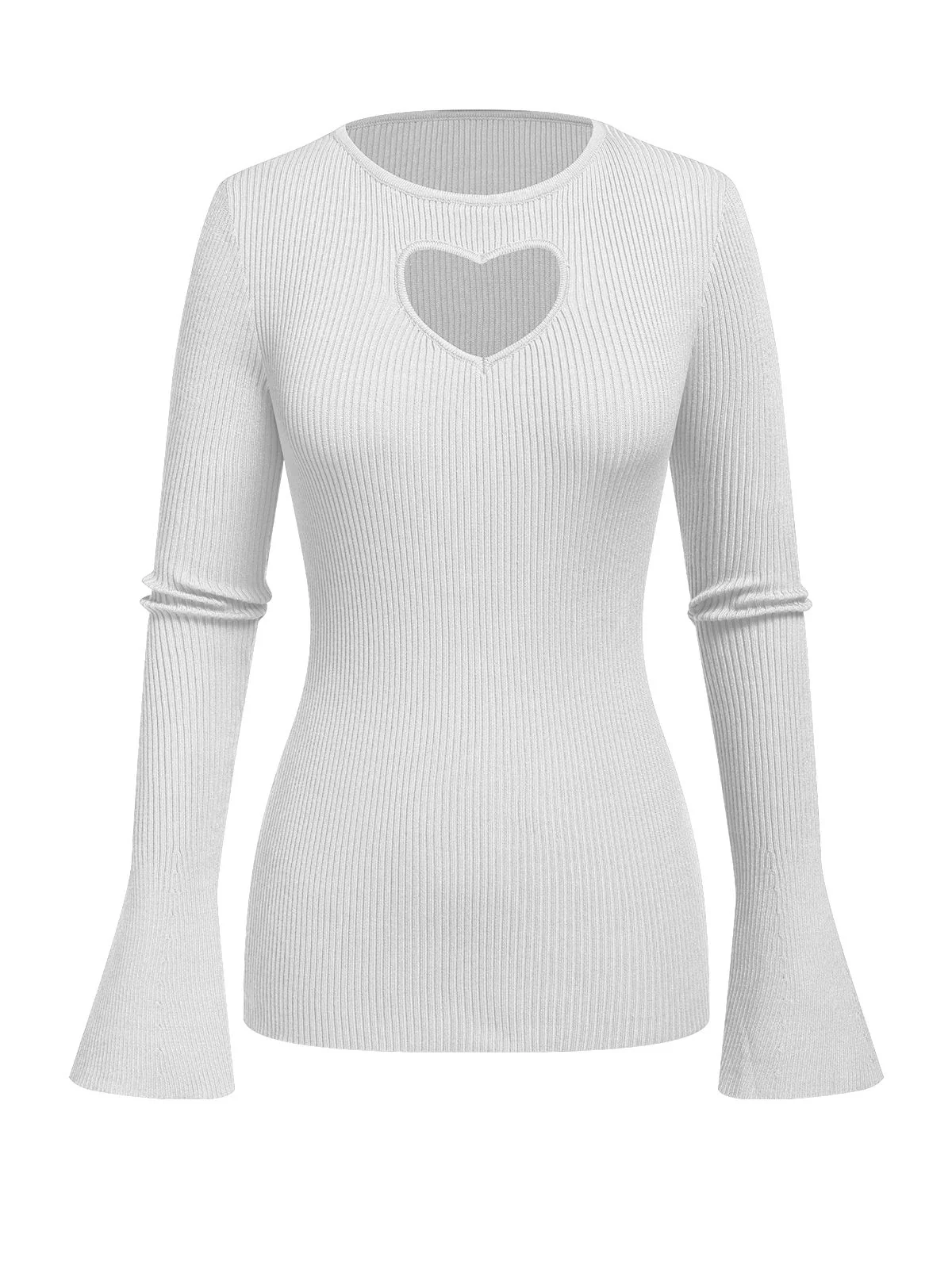 1970s Heart Cutout Knitted Solid Sweater - Image 7