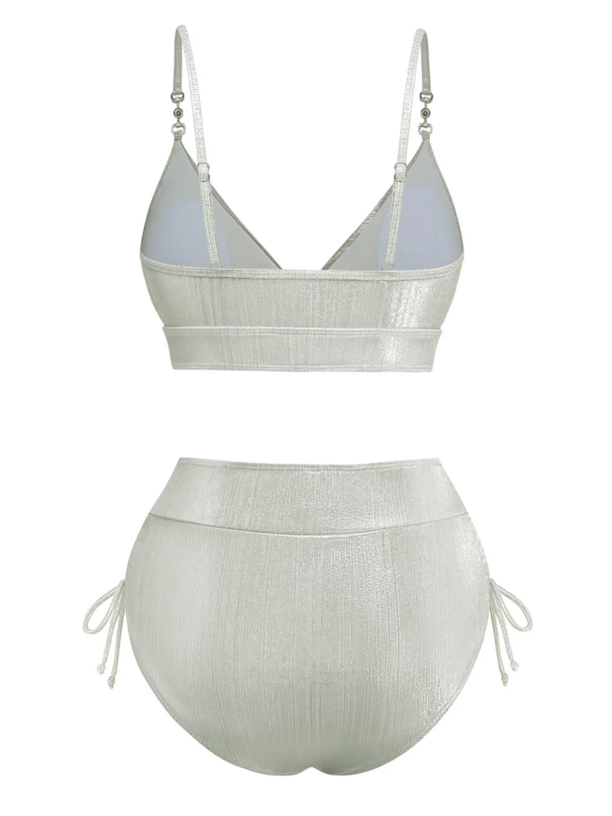 1970s High-Waist Metallic Shimmer Bikini Set - Image 9