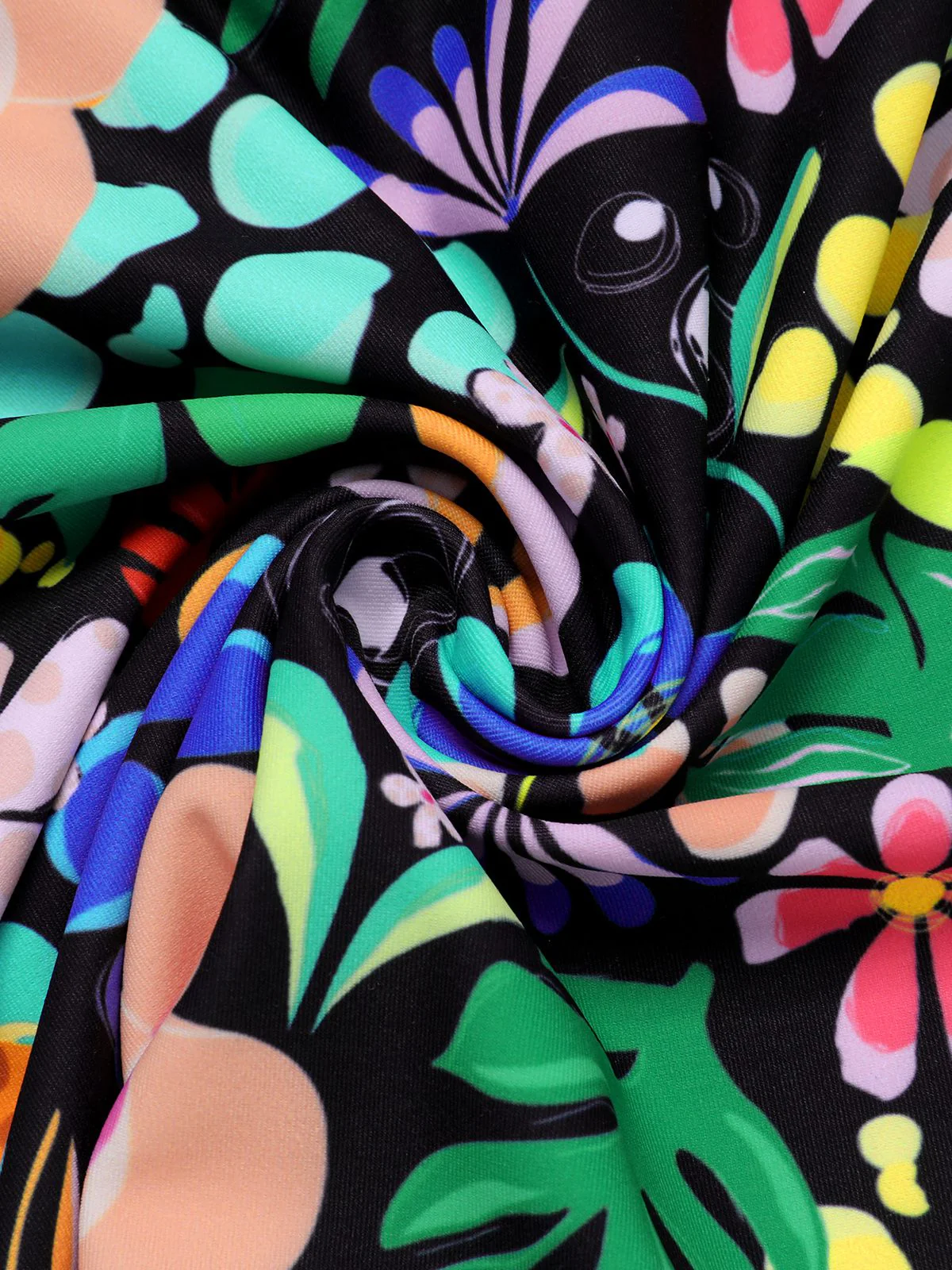 1970s Hippie Floral Strap One-Piece Swimsuit - Image 4