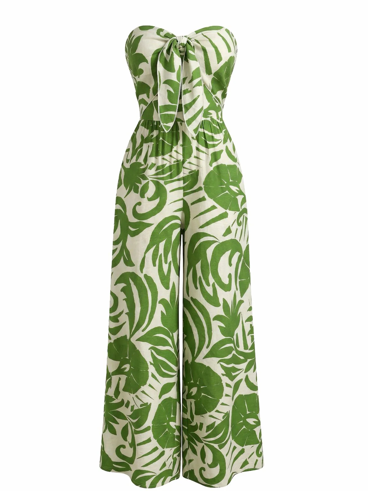 1970s Irregular Print Strapless Boho Jumpsuit - Image 2