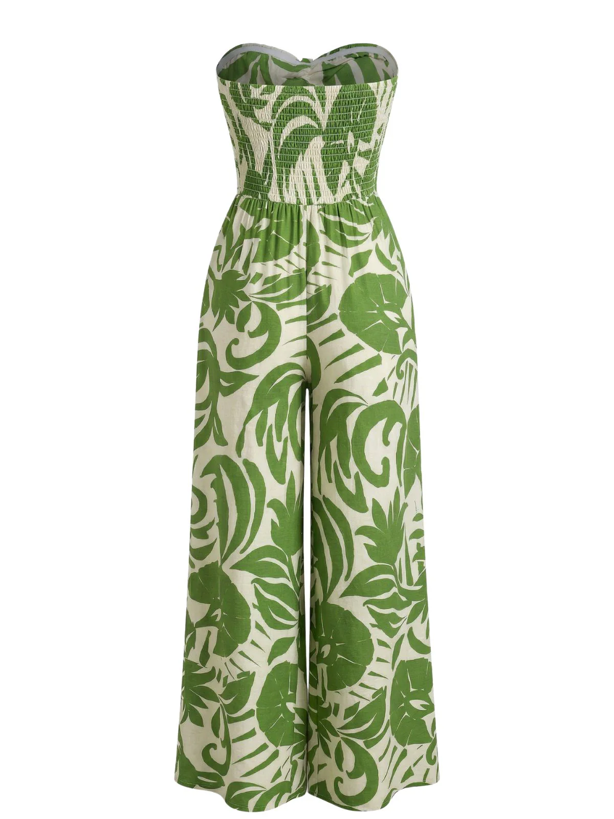 1970s Irregular Print Strapless Boho Jumpsuit - Image 3