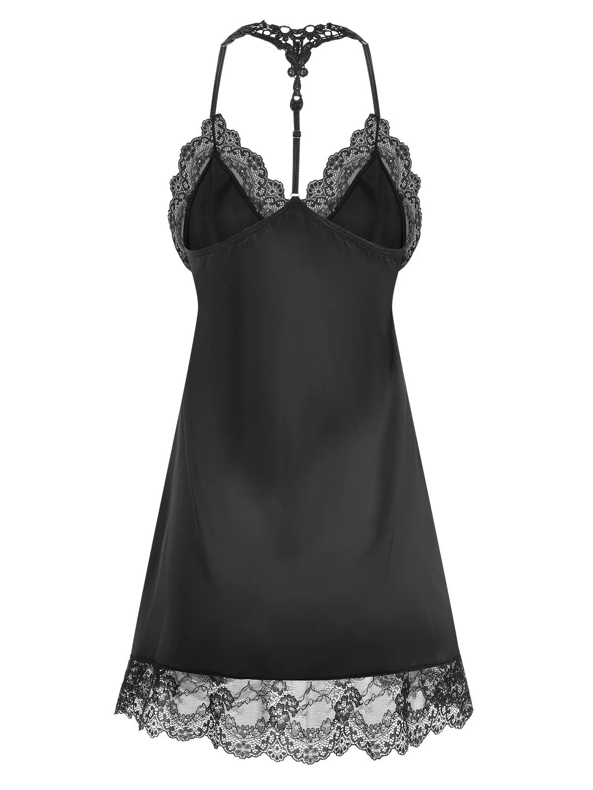 1970s Lace Patchwork Spaghetti Straps Nightgown - Image 7