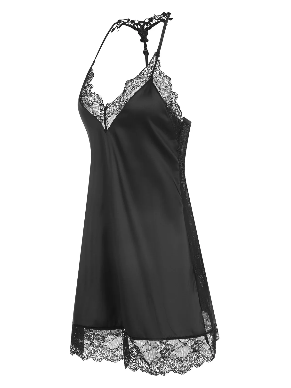1970s Lace Patchwork Spaghetti Straps Nightgown - Image 8