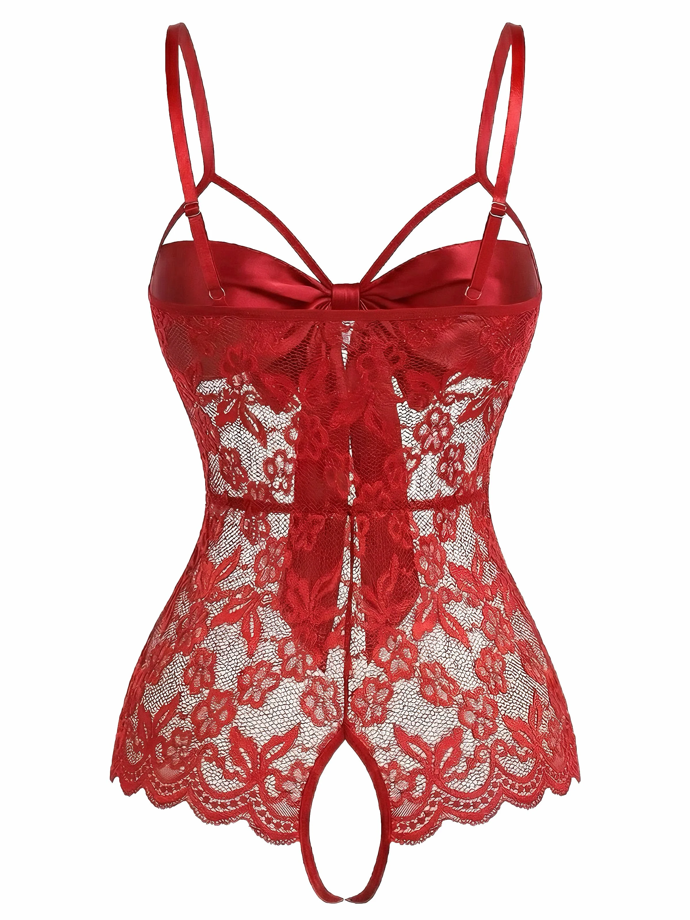 1970s Lace Satin Bow Adjustable Straps Lingerie - Image 10