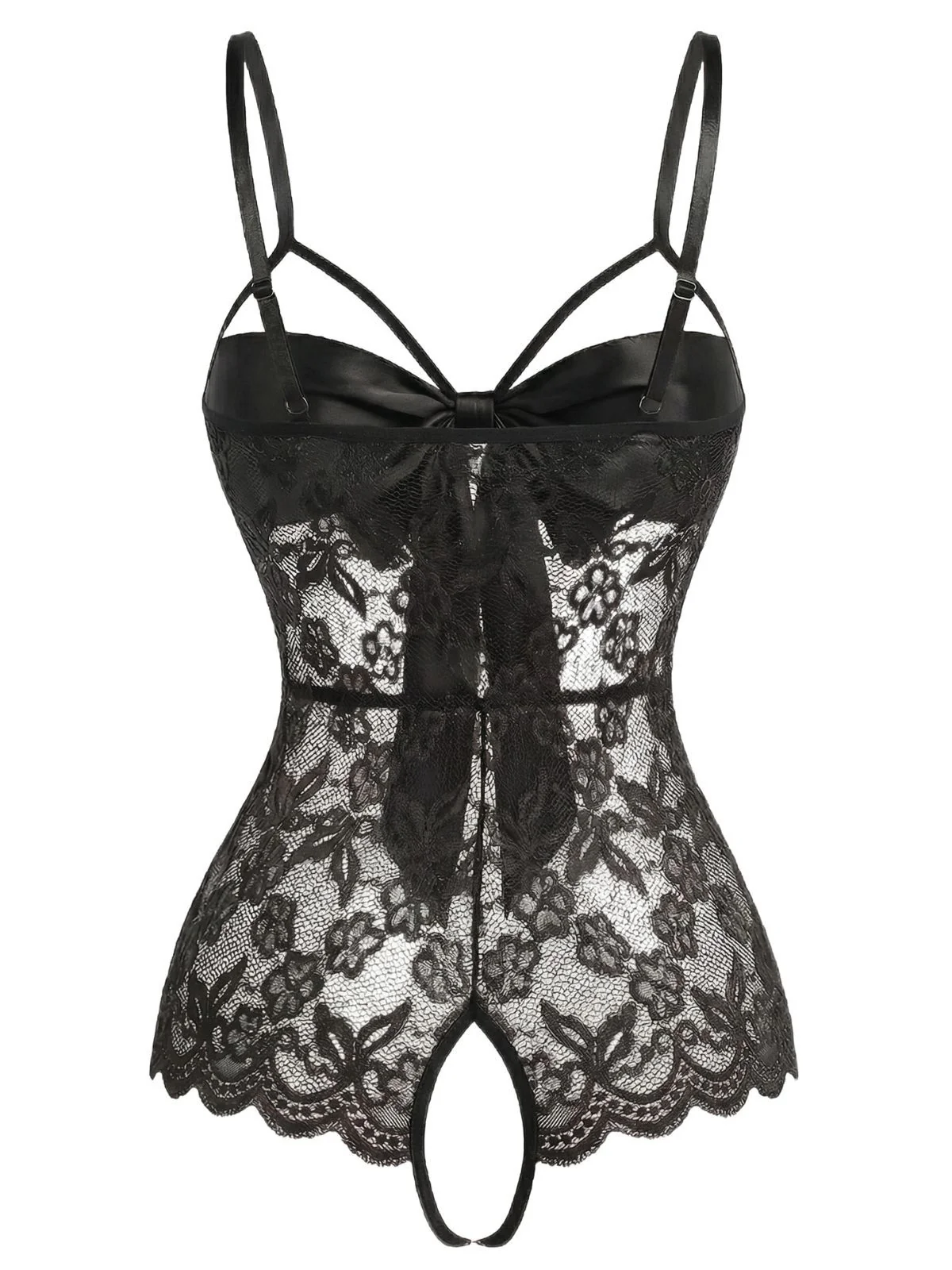 1970s Lace Satin Bow Adjustable Straps Lingerie - Image 3