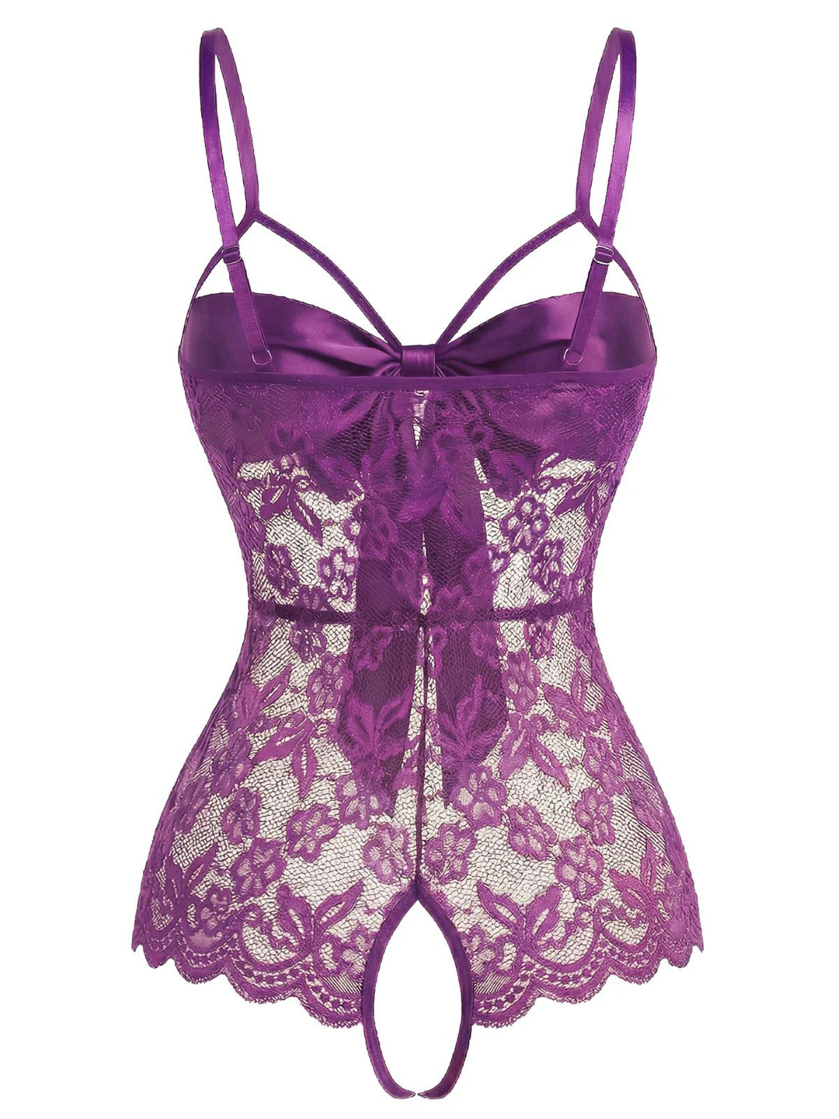 1970s Lace Satin Bow Adjustable Straps Lingerie - Image 6