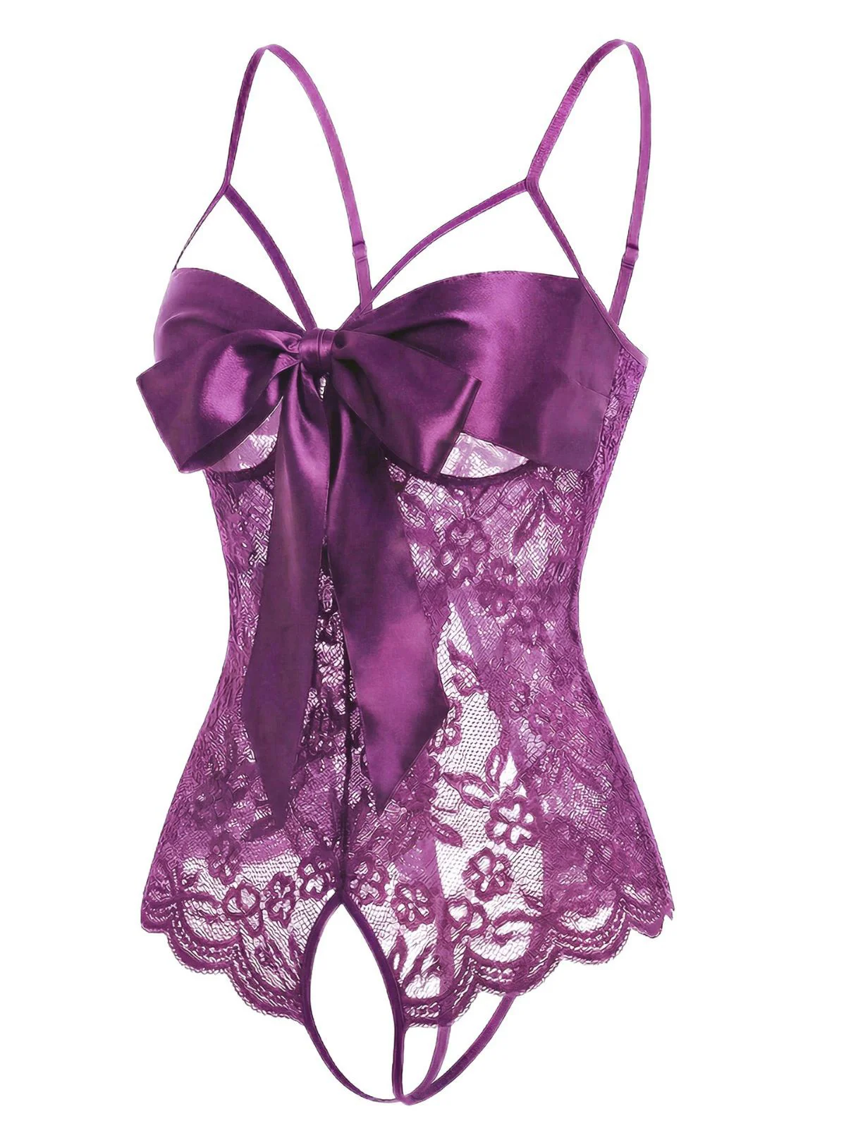 1970s Lace Satin Bow Adjustable Straps Lingerie - Image 7
