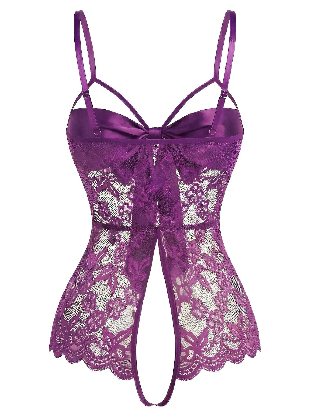 1970s Lace Satin Bow Adjustable Straps Lingerie - Image 4