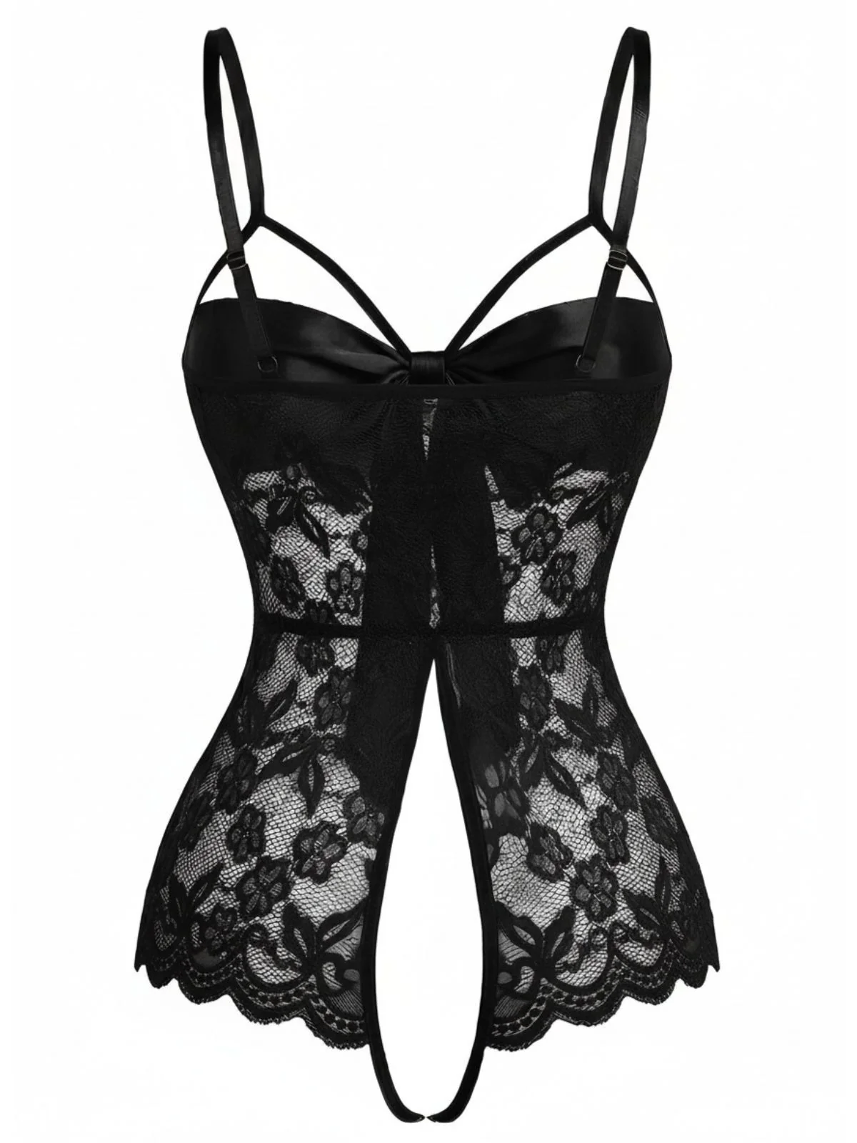 1970s Lace Satin Bow Adjustable Straps Lingerie - Image 7