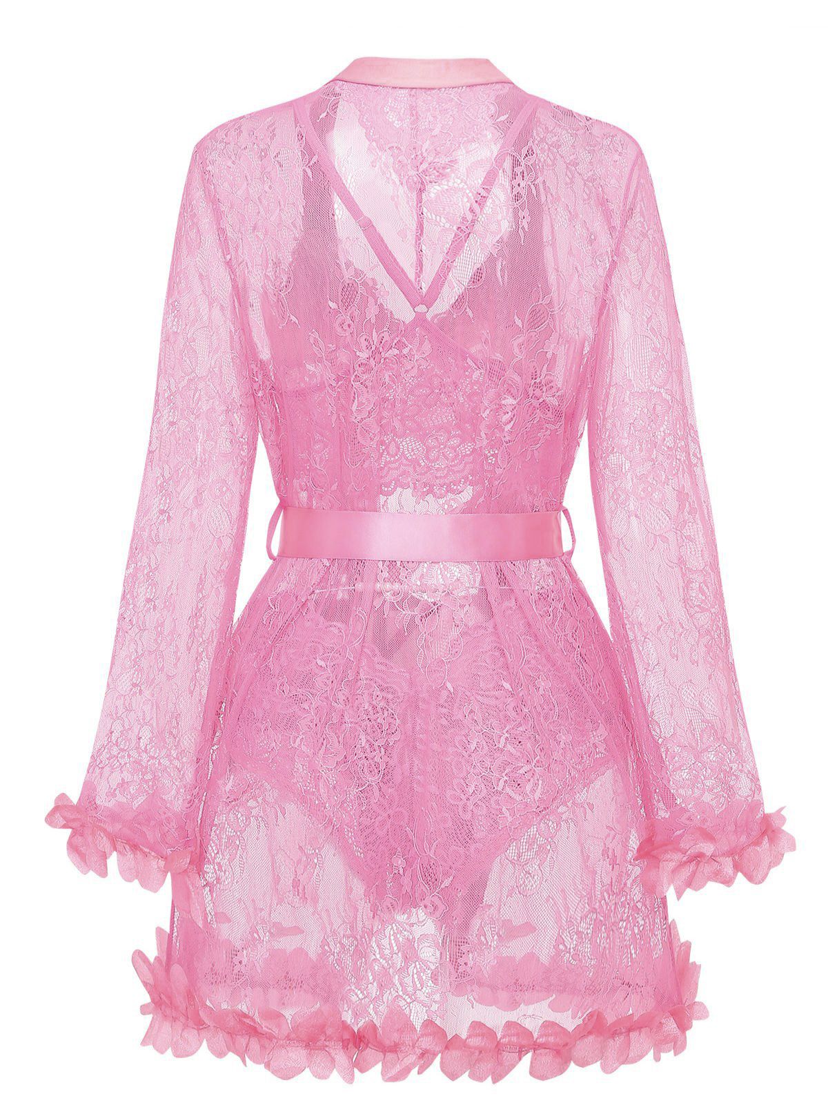 1970S Lace Sheer Petal Ruffle Trim Lingerie Set - Image 2