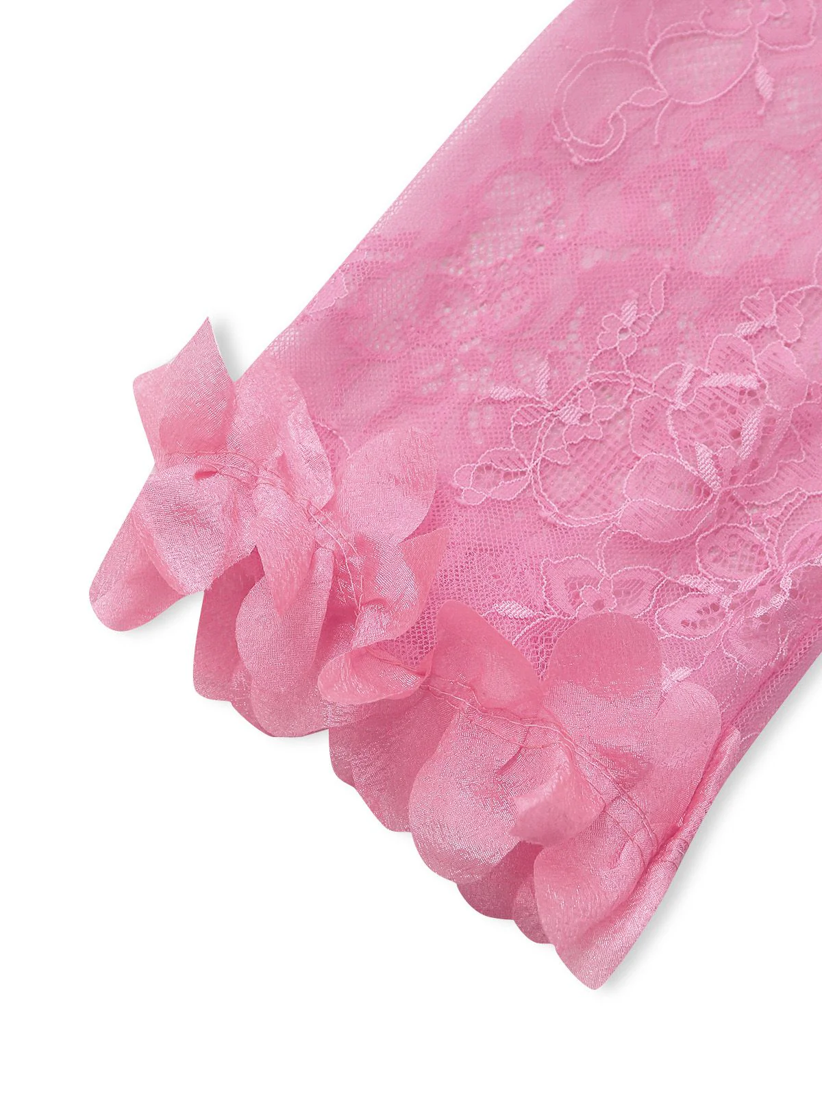 1970S Lace Sheer Petal Ruffle Trim Lingerie Set - Image 3