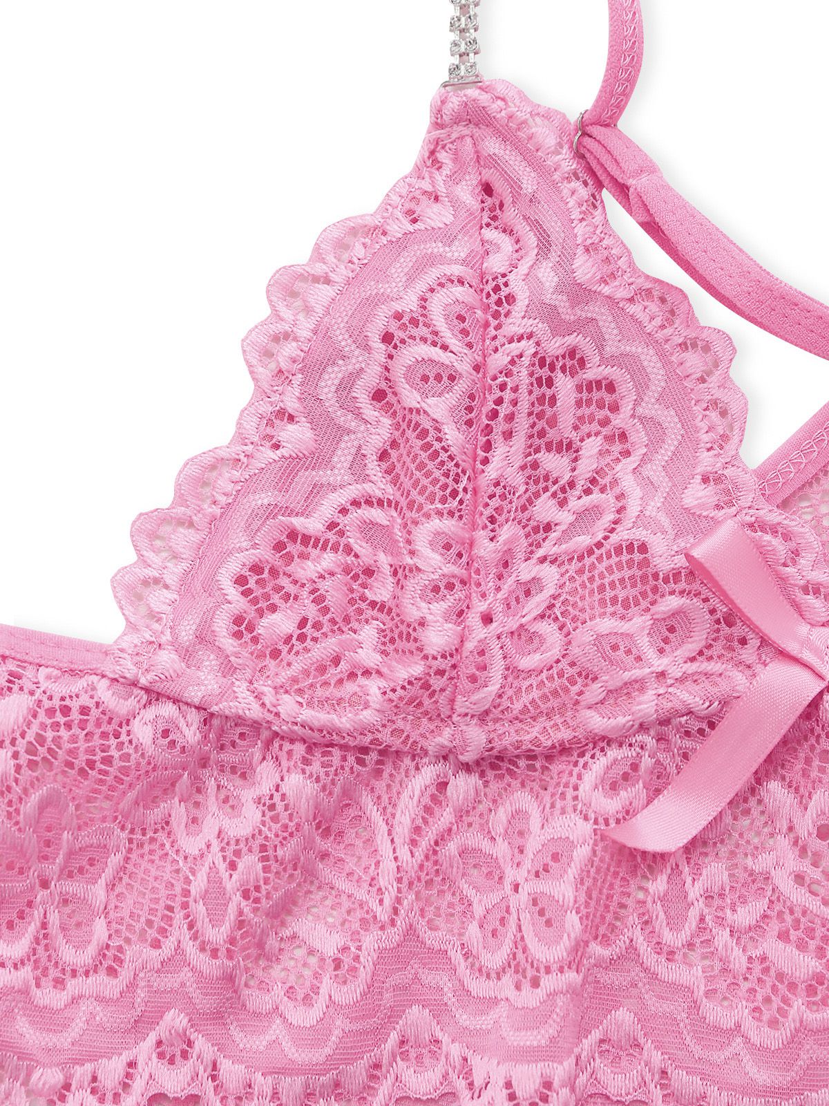 1970S Lace Sheer Petal Ruffle Trim Lingerie Set - Image 4