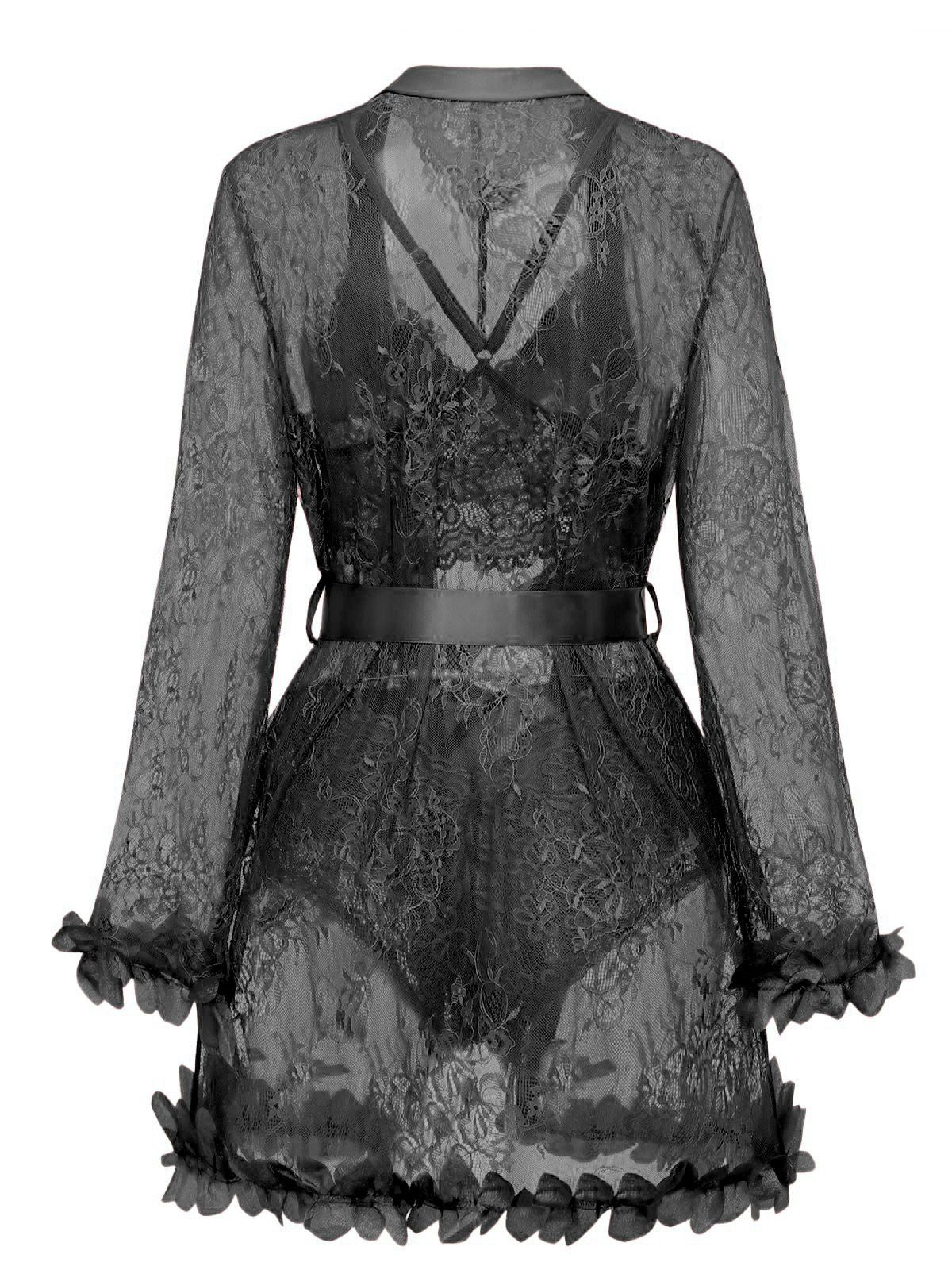 1970S Lace Sheer Petal Ruffle Trim Lingerie Set - Image 9