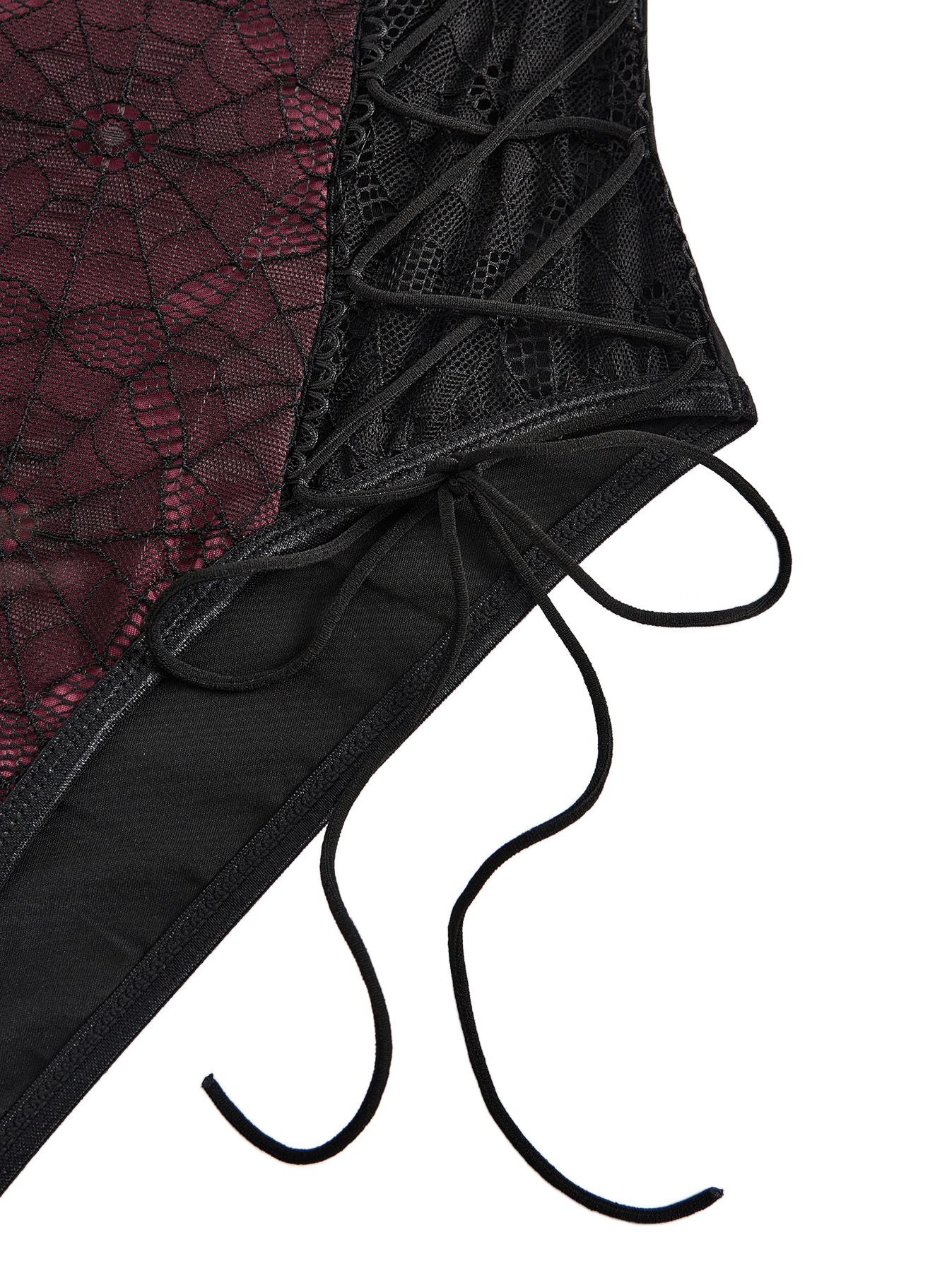 1970s Lace Spiderweb Punk Underwire Shapewear Bodysuit - Image 4