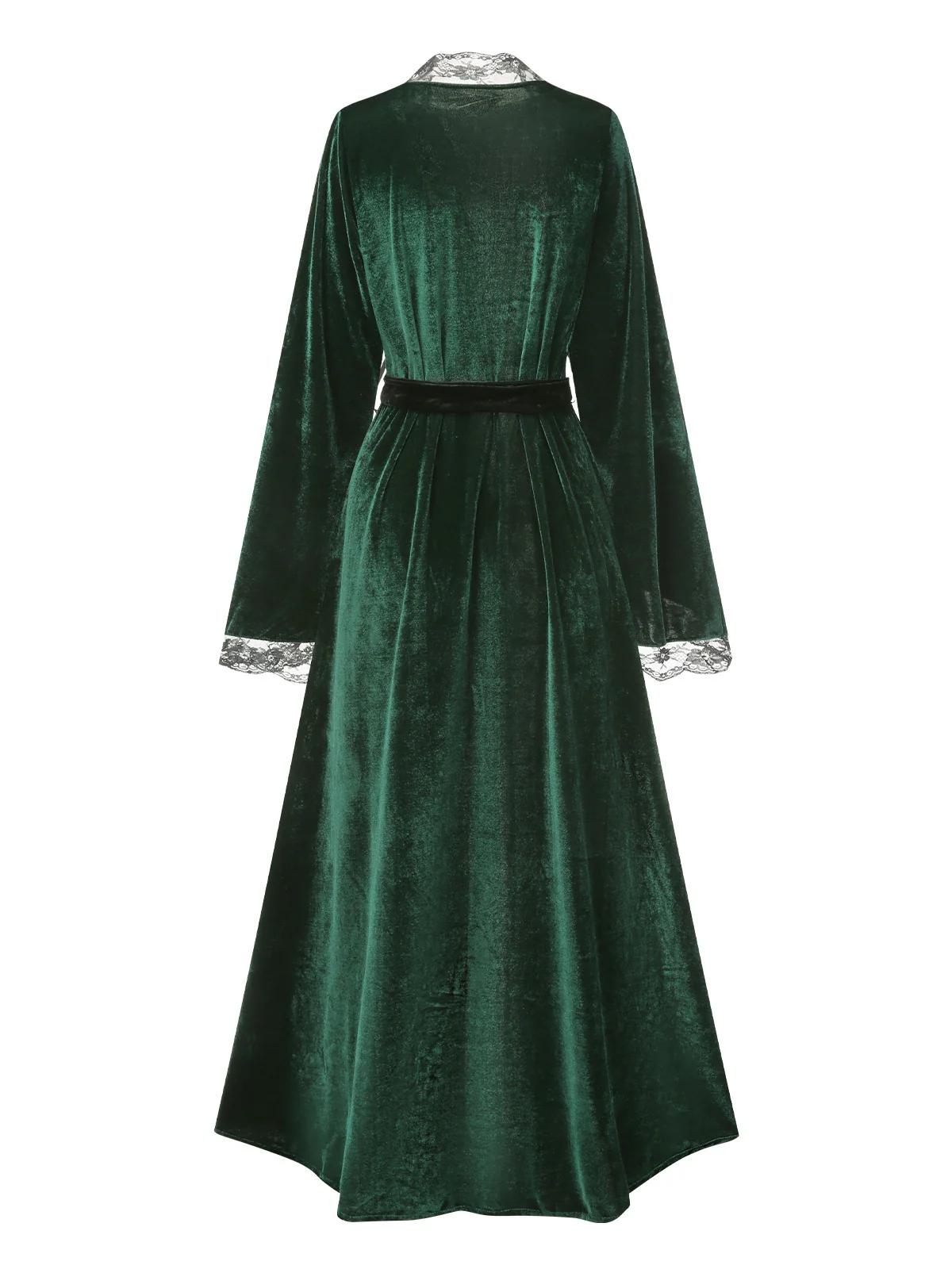 1970s Lace Trim Velvet Lounge Night Robe - Image 3