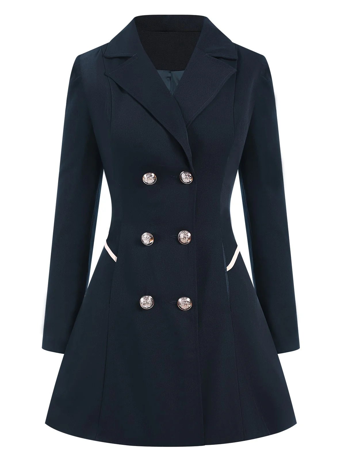 1970s Solid Lapel Double-Breasted Coat - Image 2