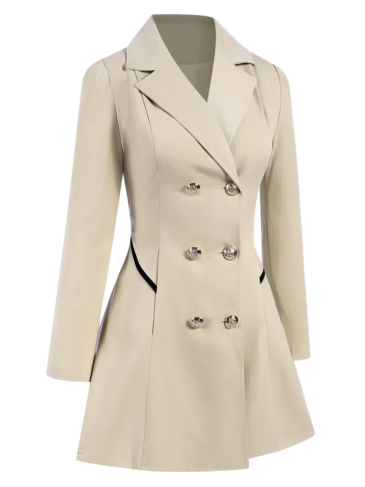 1970s Solid Lapel Double-Breasted Coat - Image 3