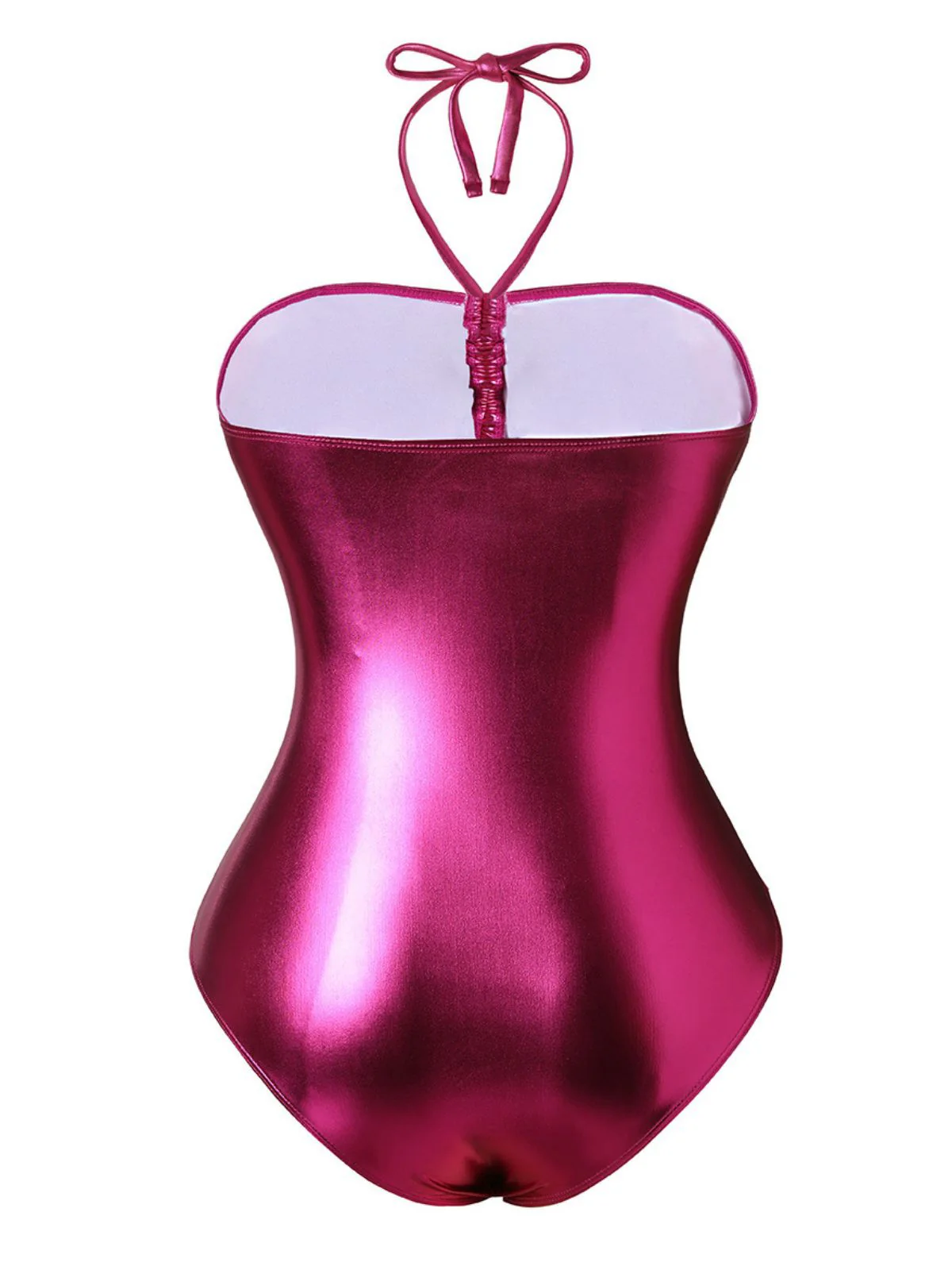 1970s Metallic Halter Neck Cutout One-Piece Swimsuit - Image 3