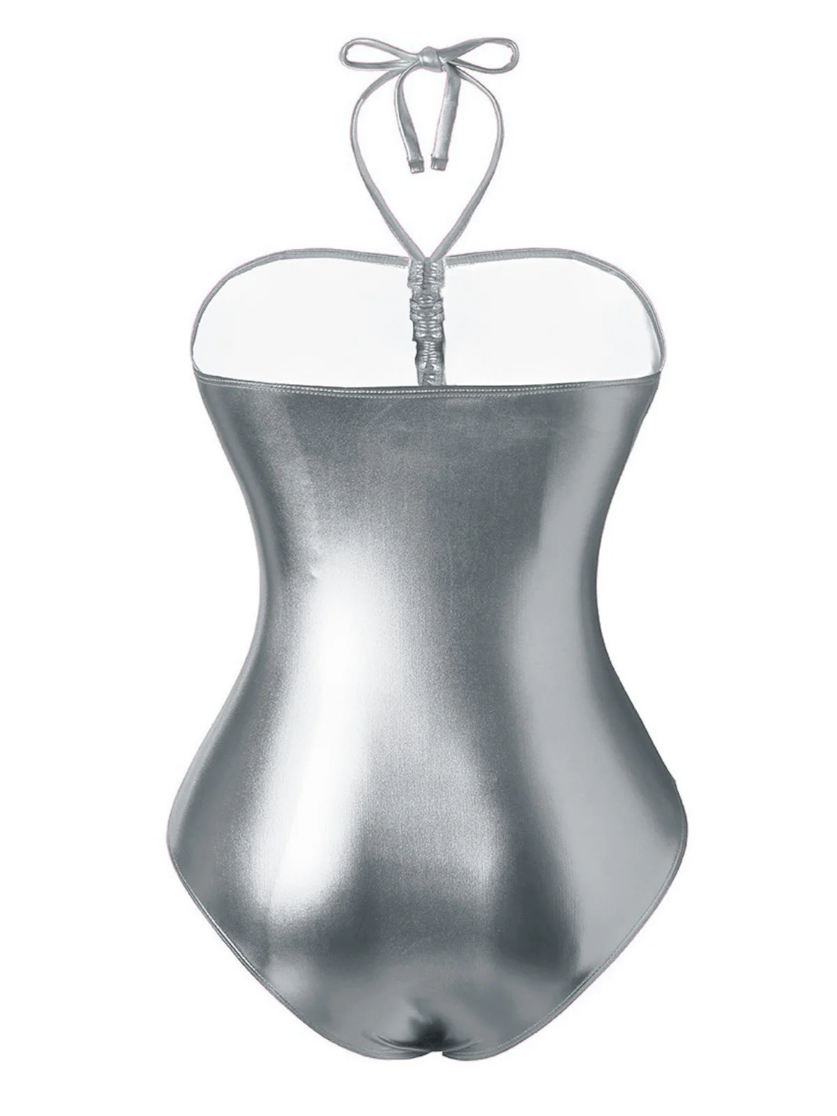 1970s Metallic Halter Neck Cutout One-Piece Swimsuit - Image 5