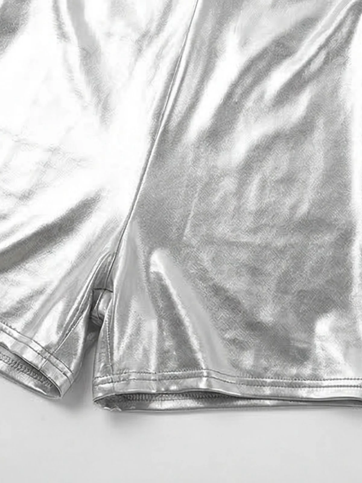1970s Metallic Halter V-Neck Backless Romper - Image 10