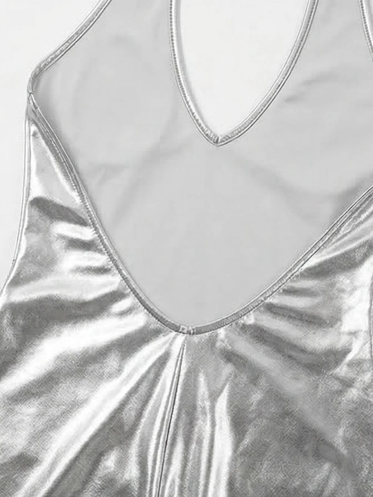 1970s Metallic Halter V-Neck Backless Romper - Image 8
