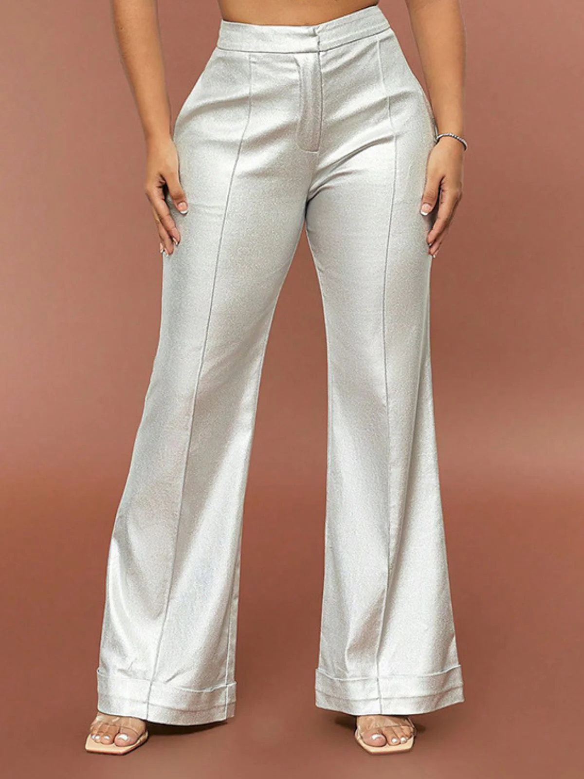 1970s Metallic High-Waist Flared Pants - Image 4