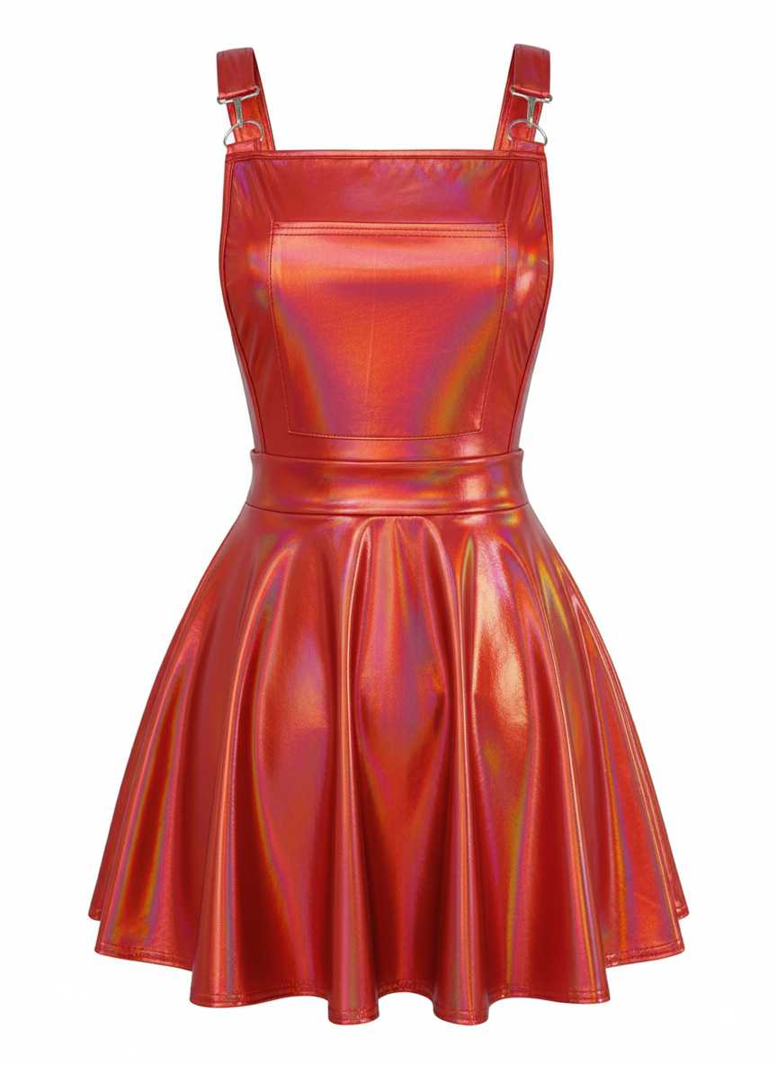 1970s Metallic Holographic Suspender Dress - Image 12