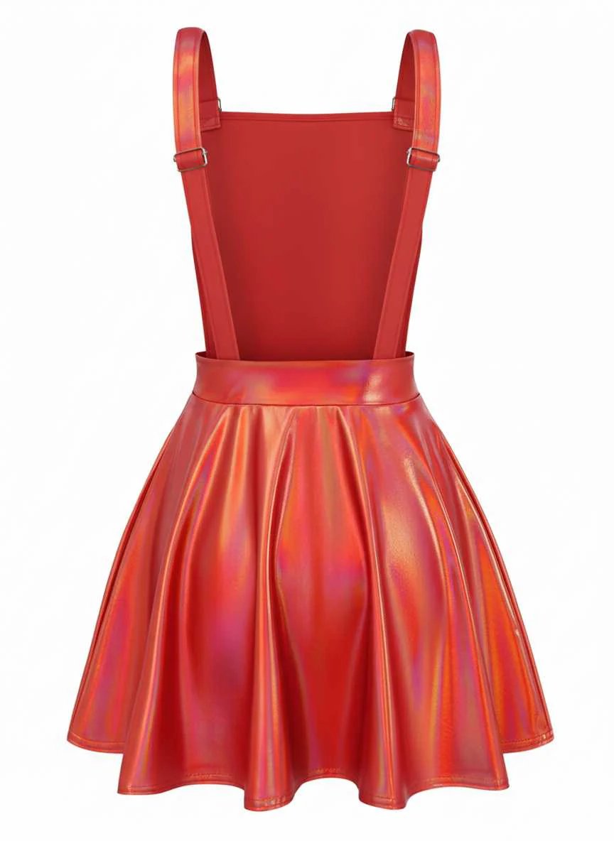 1970s Metallic Holographic Suspender Dress - Image 13