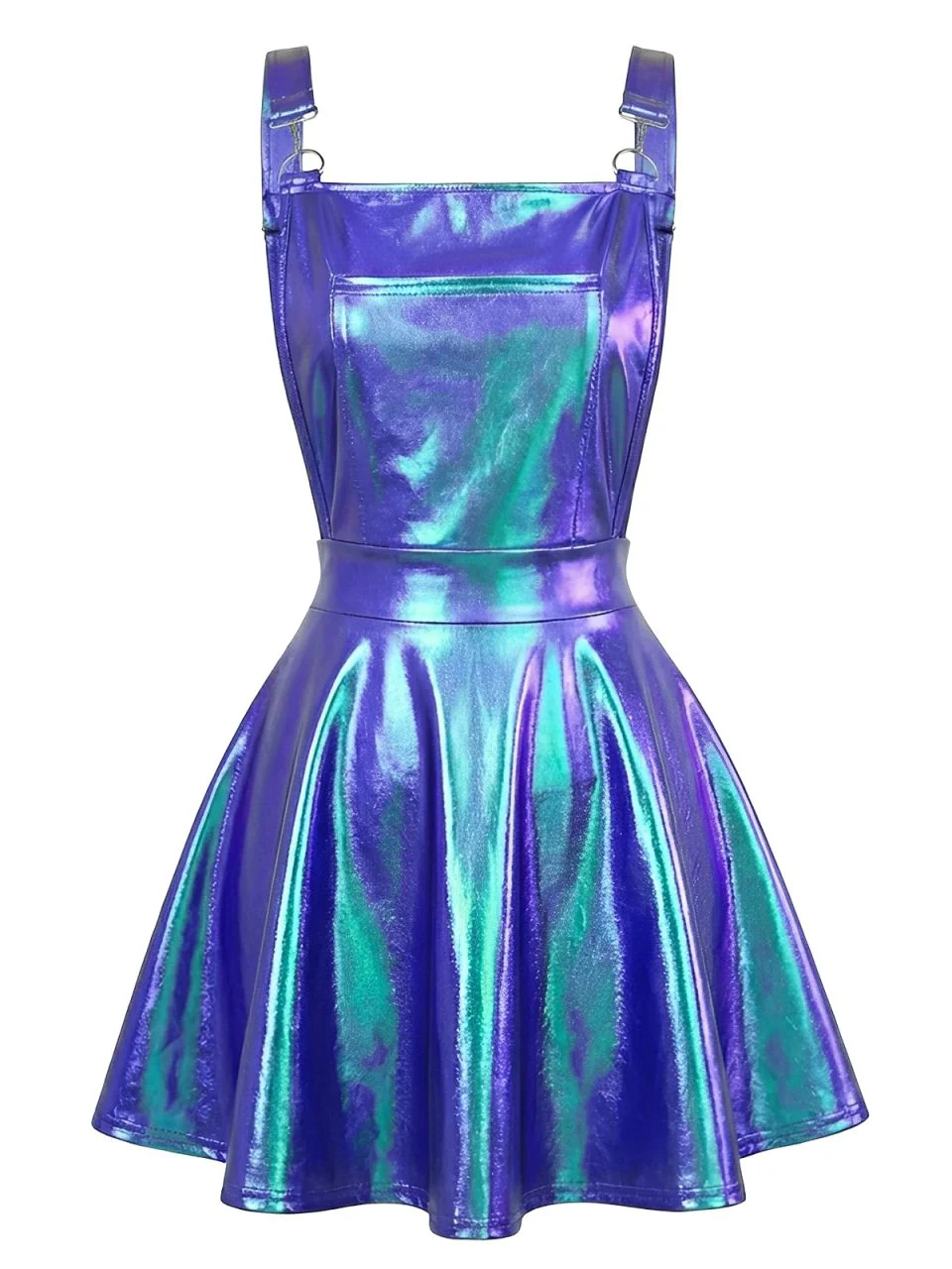 1970s Metallic Holographic Suspender Dress - Image 6