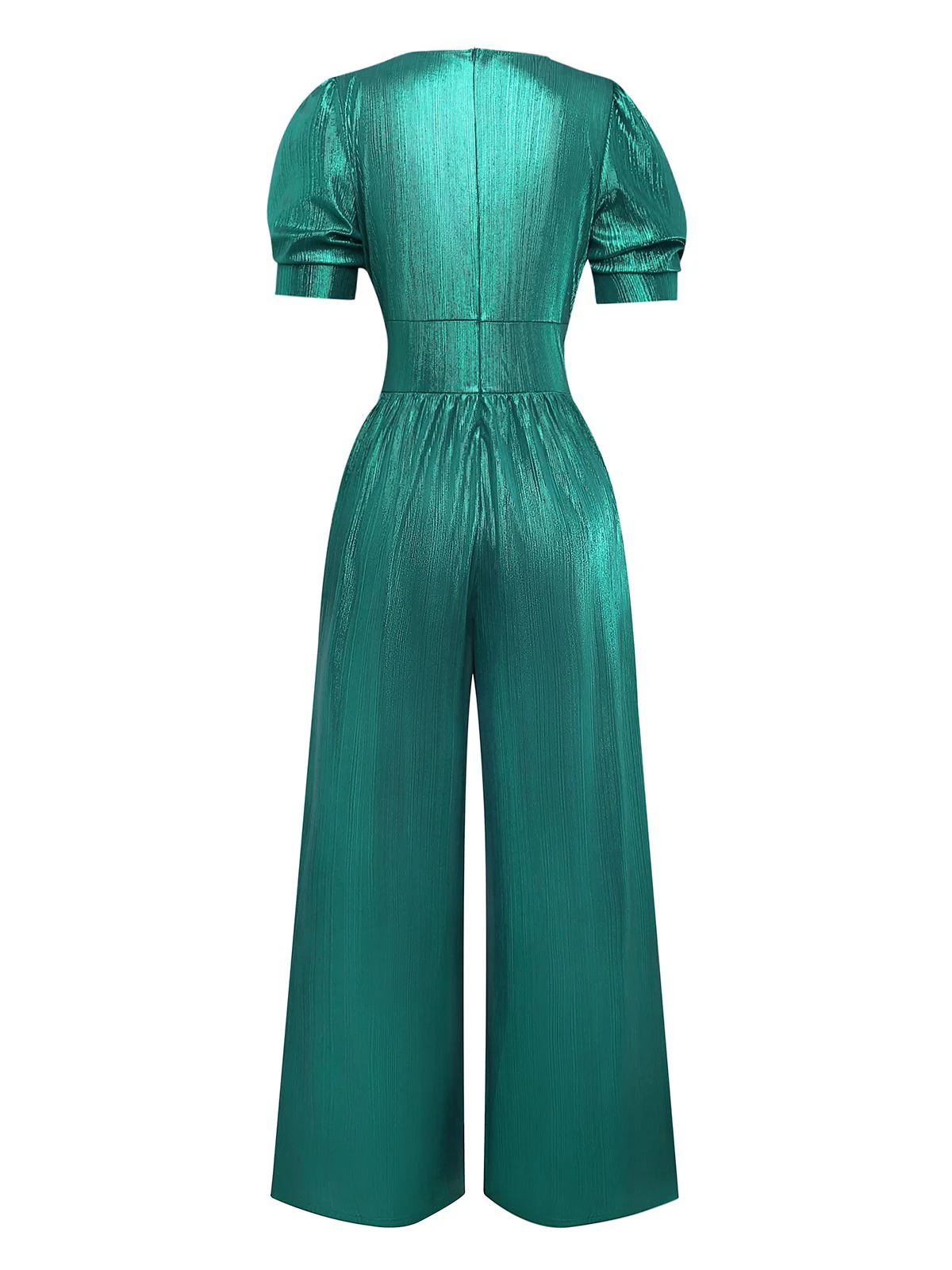 1970s Metallic V-Neck Wide-Leg Jumpsuit - Image 2