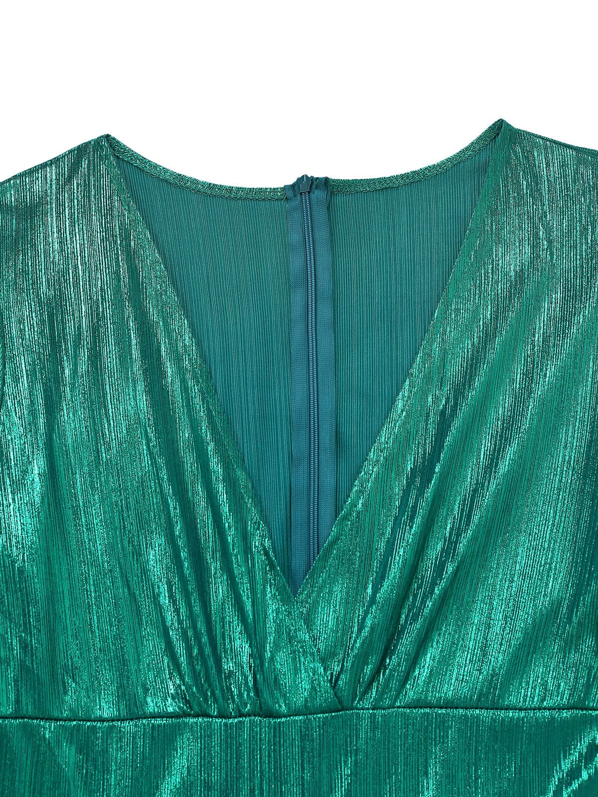1970s Metallic V-Neck Wide-Leg Jumpsuit - Image 4
