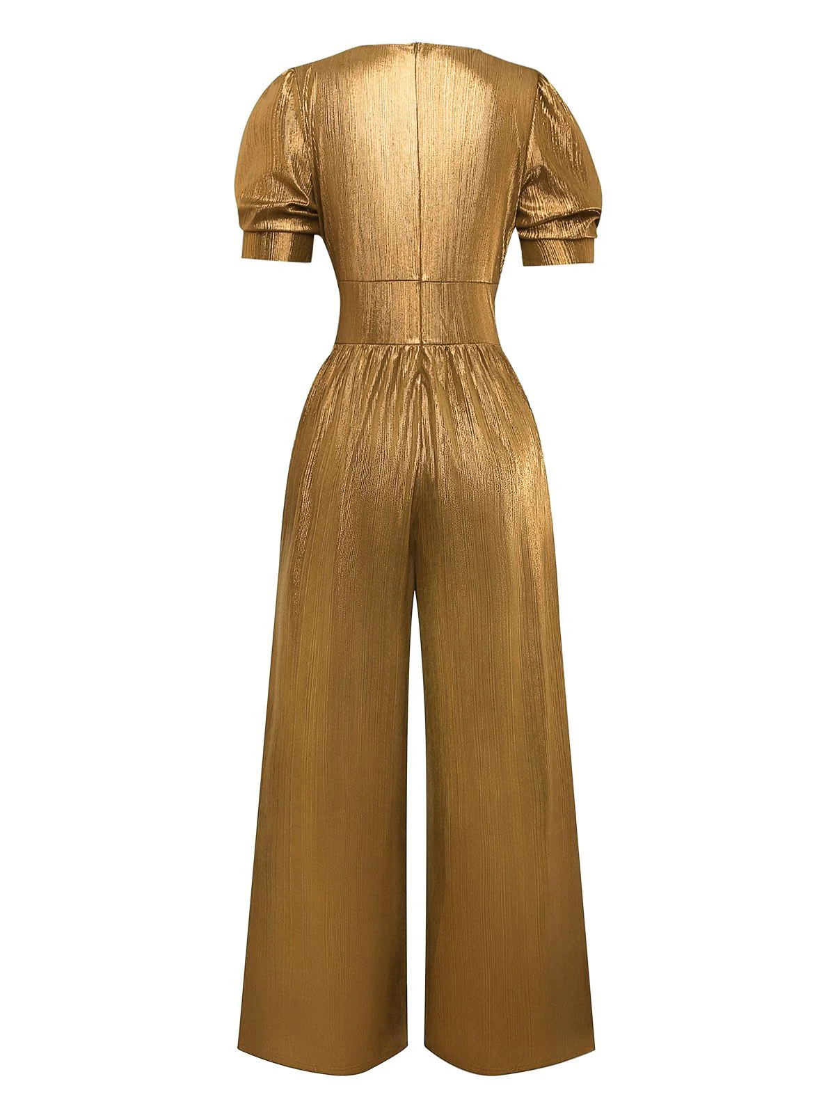 1970s Metallic V-Neck Wide-Leg Jumpsuit - Image 7