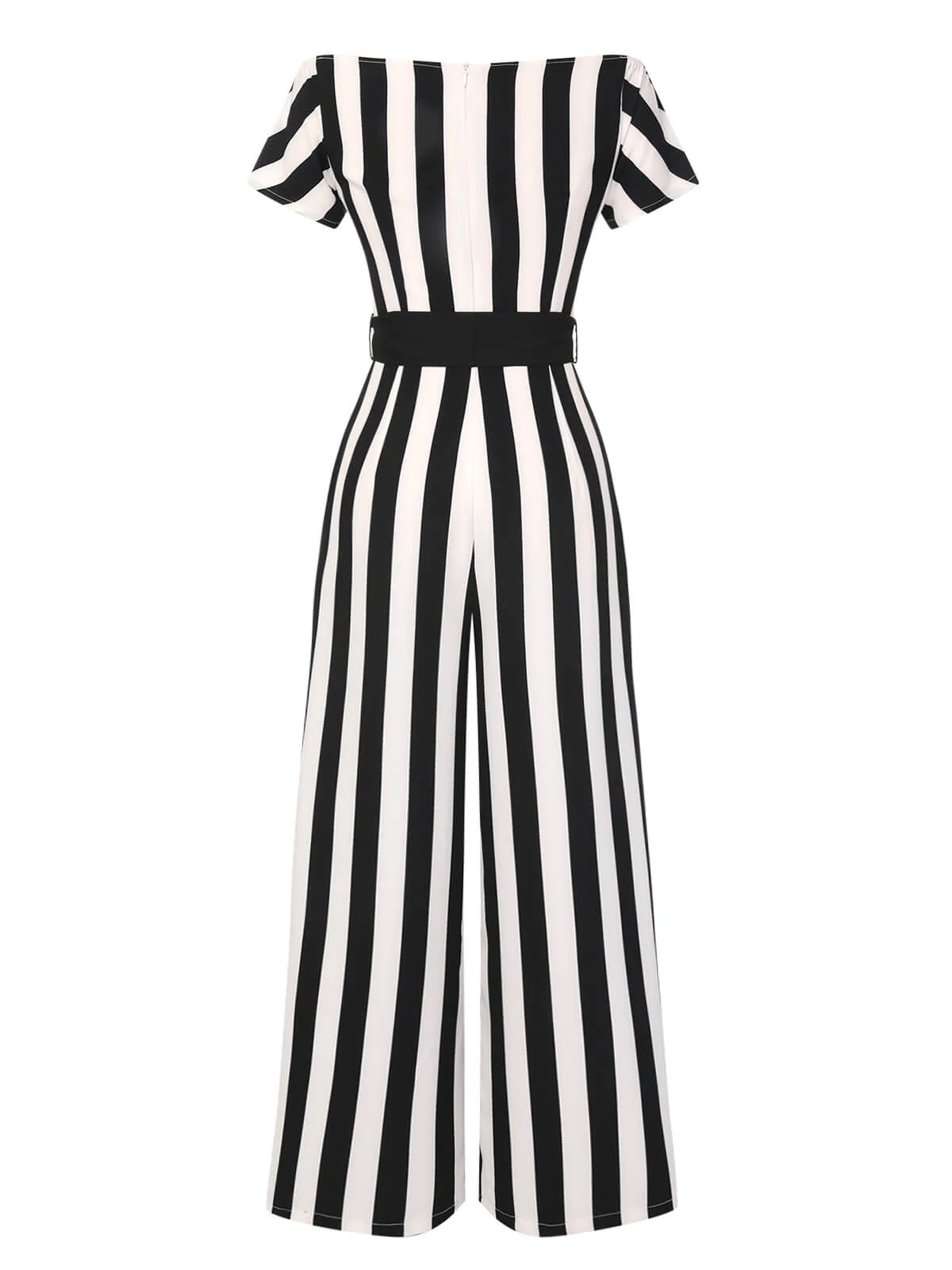 1960s Off-Shoulder Wide Stripe Jumpsuit - Image 4