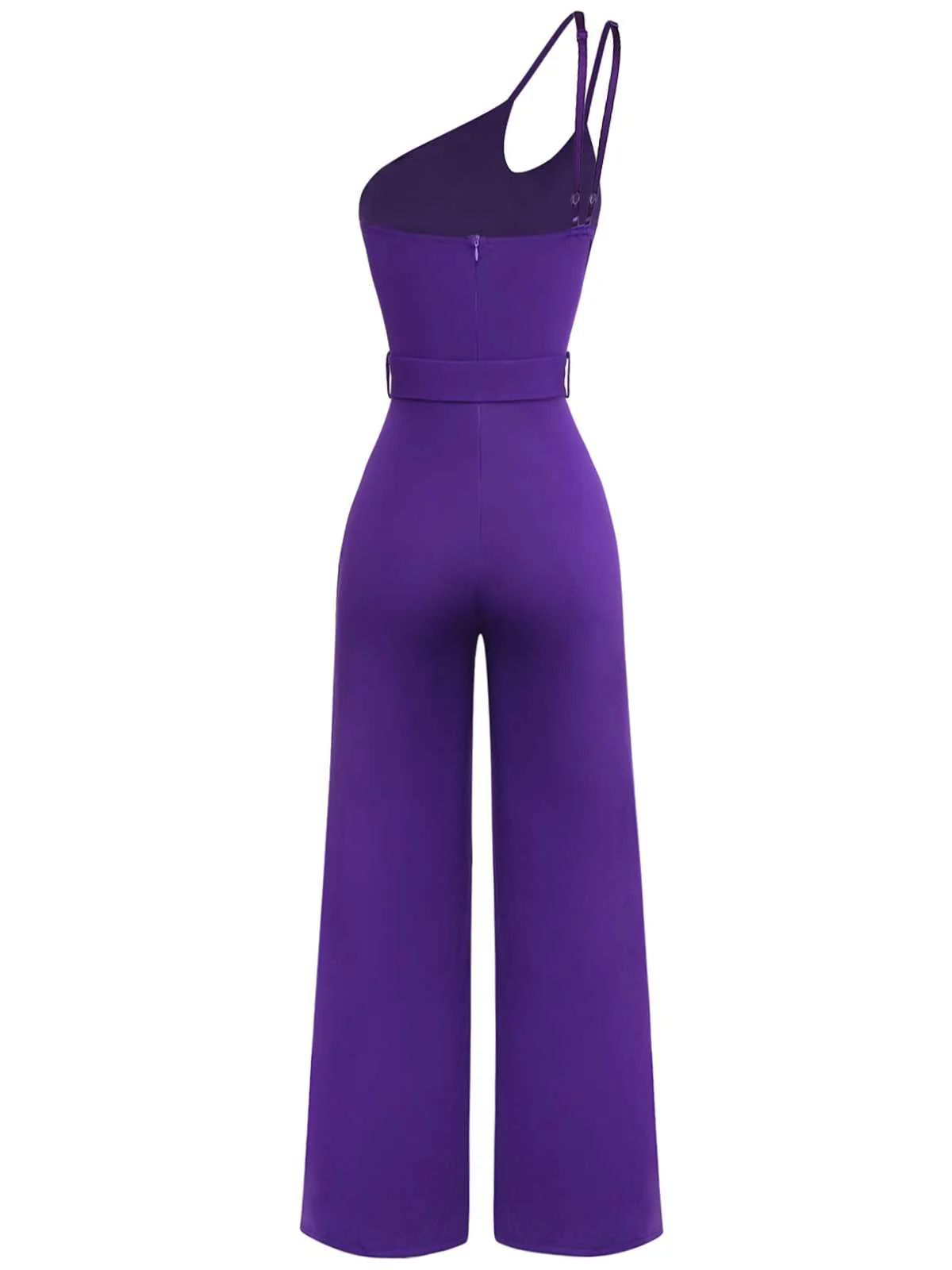 1970s One-Shoulder Studded Belted Jumpsuit - Image 2