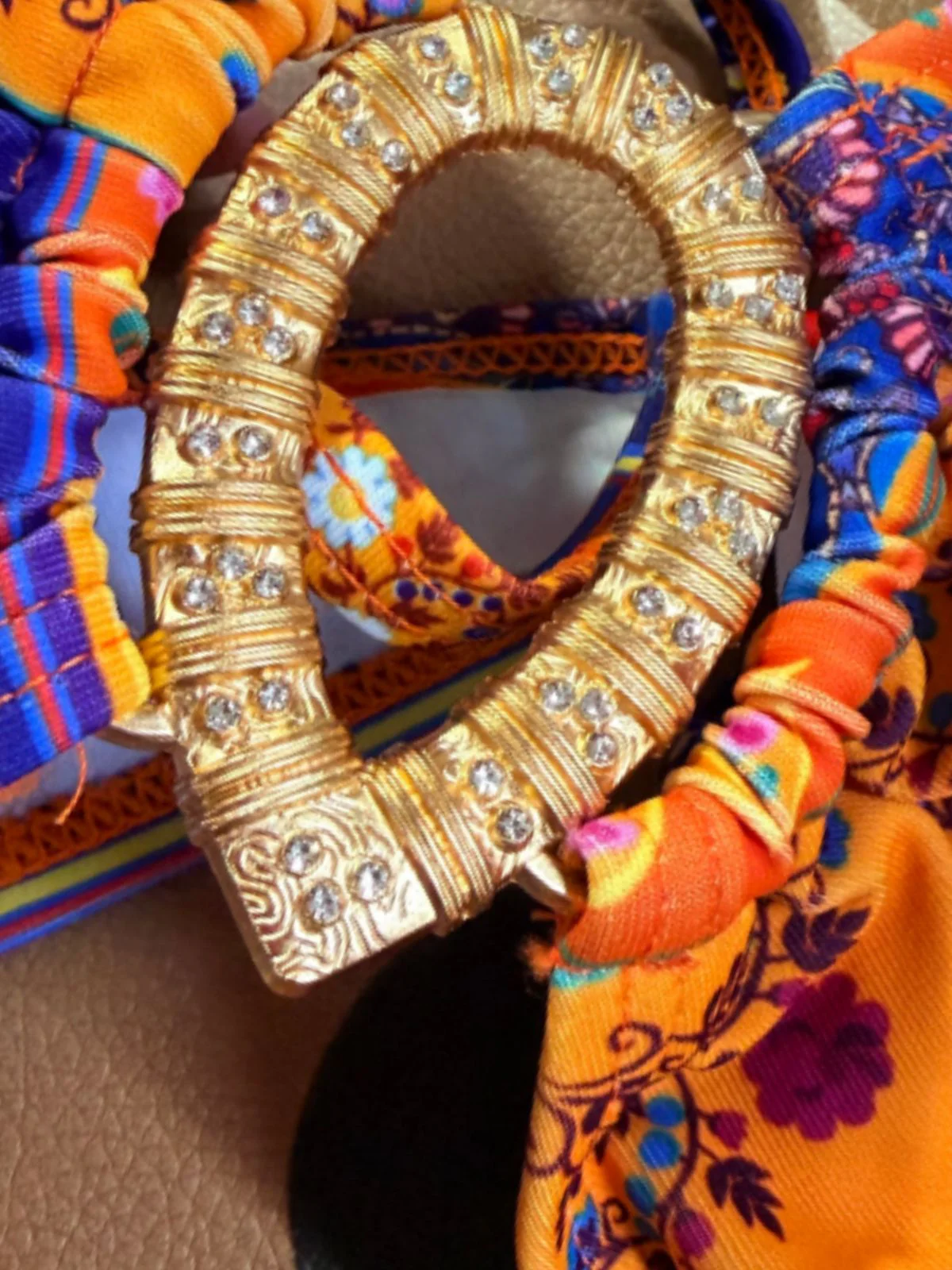 1970s Paisley Floral Bikini Set With Crystal Horseshoe Ring - Image 5
