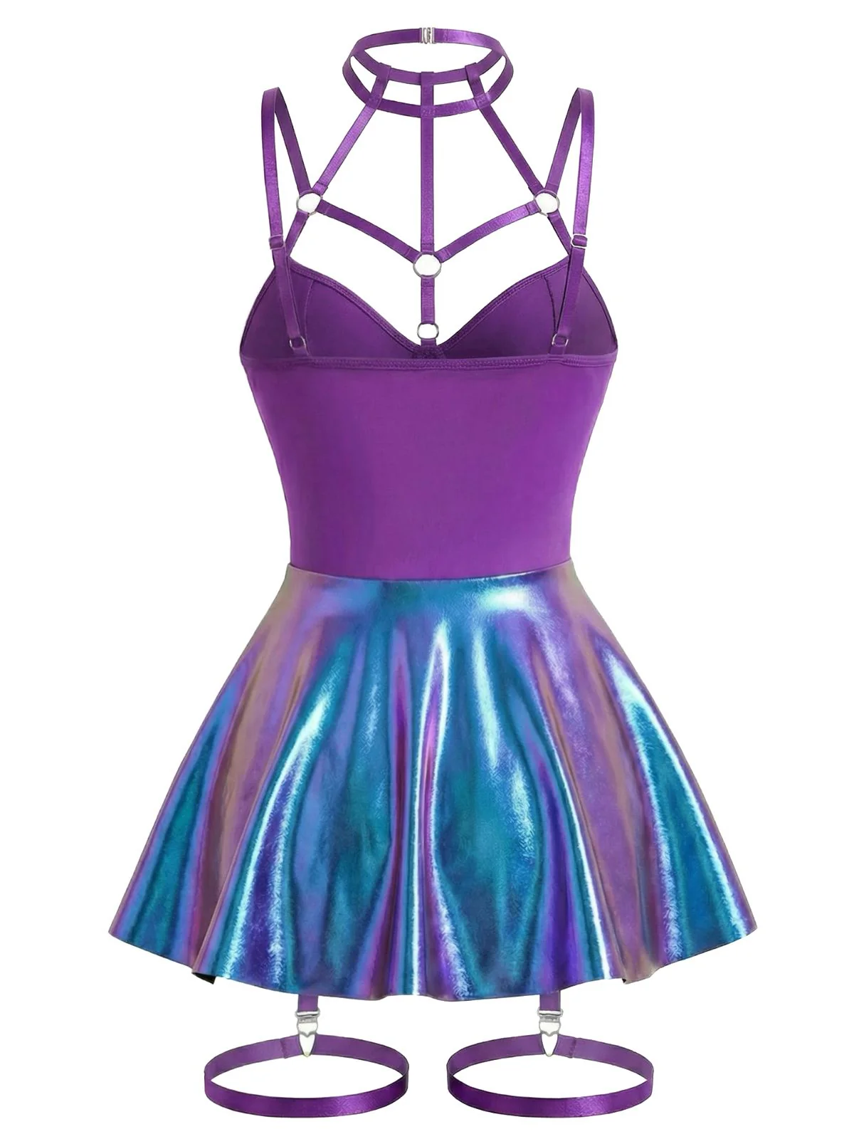 1970s Patent Leather Halter Laser Slip Nightdress - Image 4
