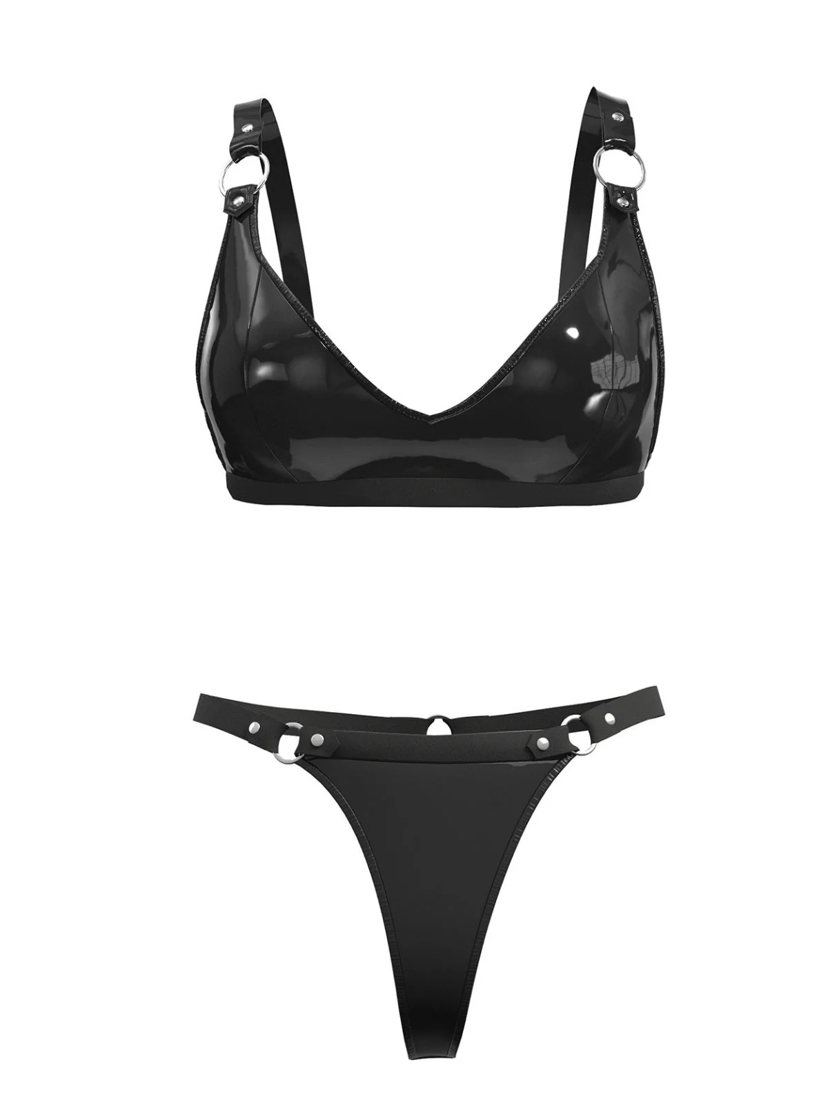 1970s Patent Leather Punk Style Bra & Thong - Image 2