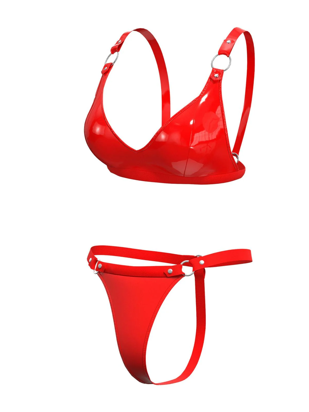 1970s Patent Leather Punk Style Bra & Thong - Image 4