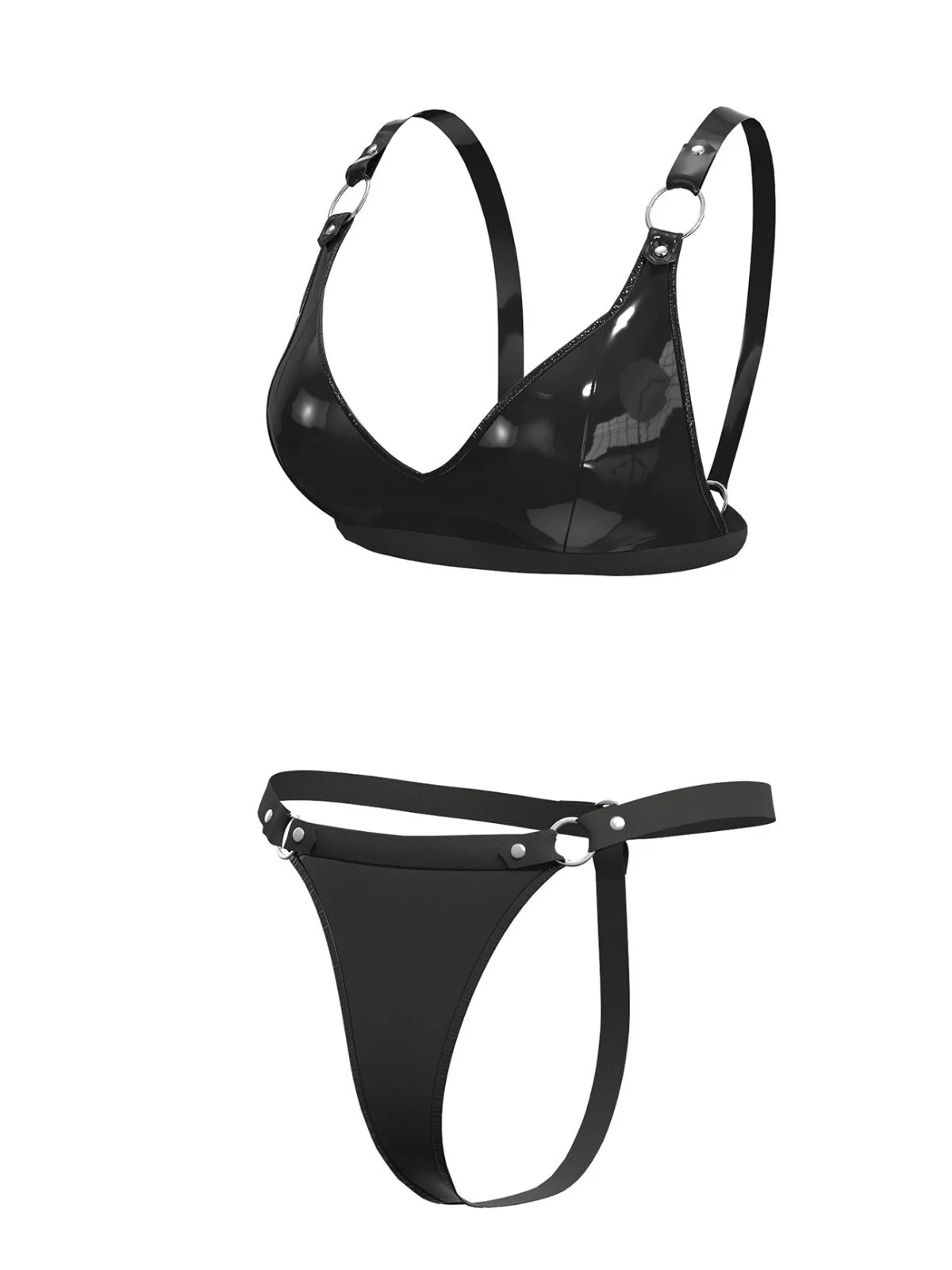 1970s Patent Leather Punk Style Bra & Thong - Image 5