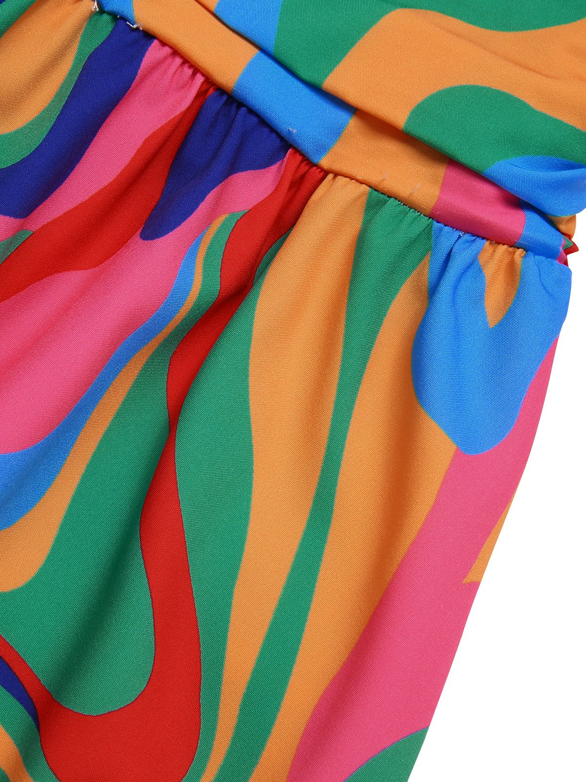 1970s Psychedelic Print V-Neck Dress - Image 4