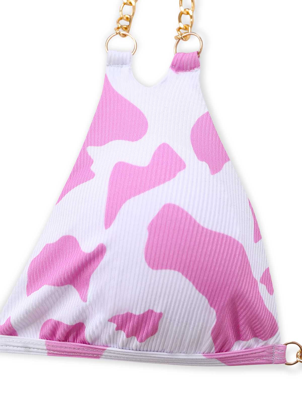 1970s Ribbed Cow Print Chain Halter Bikini Set - Image 6
