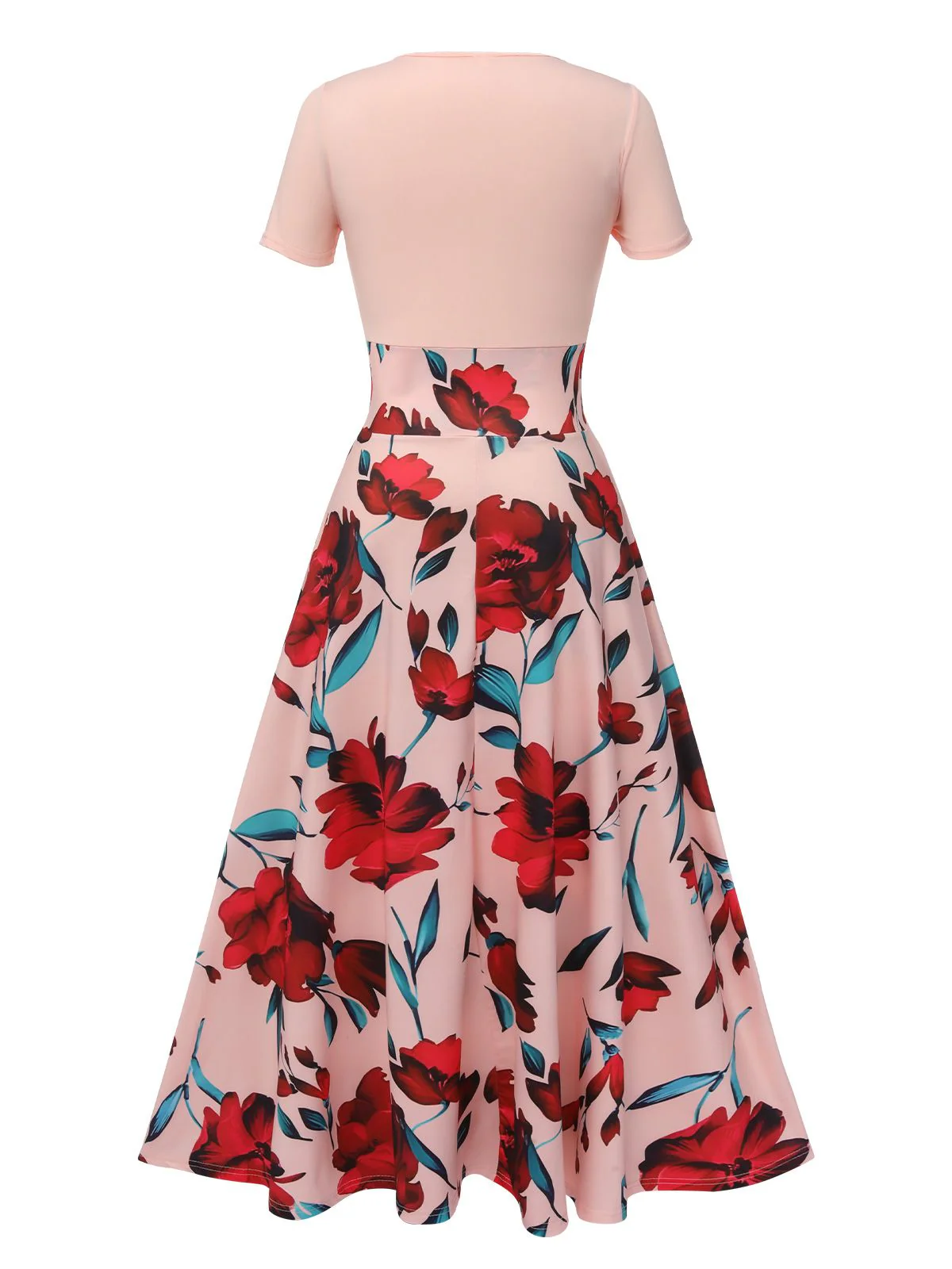 1970s Round Neck Floral Patchwork Dress - Image 3