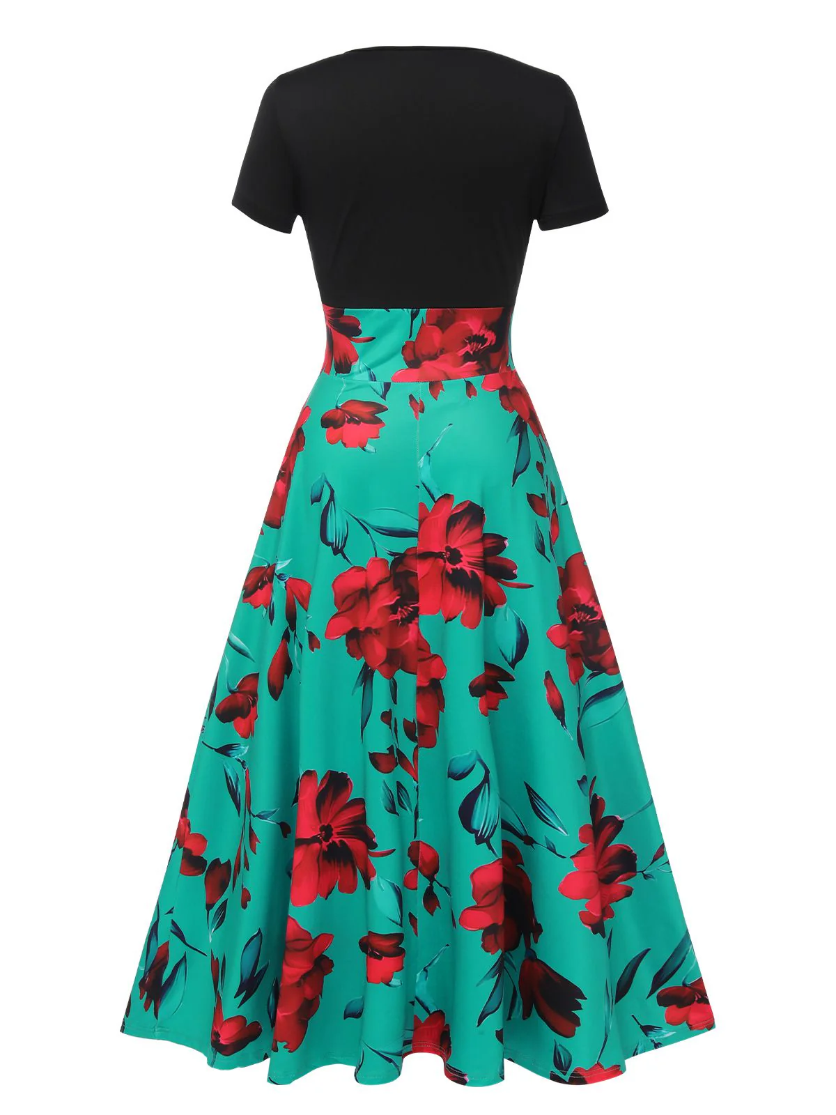1970s Round Neck Floral Patchwork Dress - Image 8