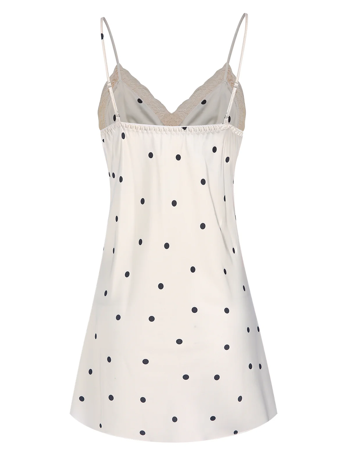 1970s Satin Polka Dot Lace Silk Nightdress - Image 3