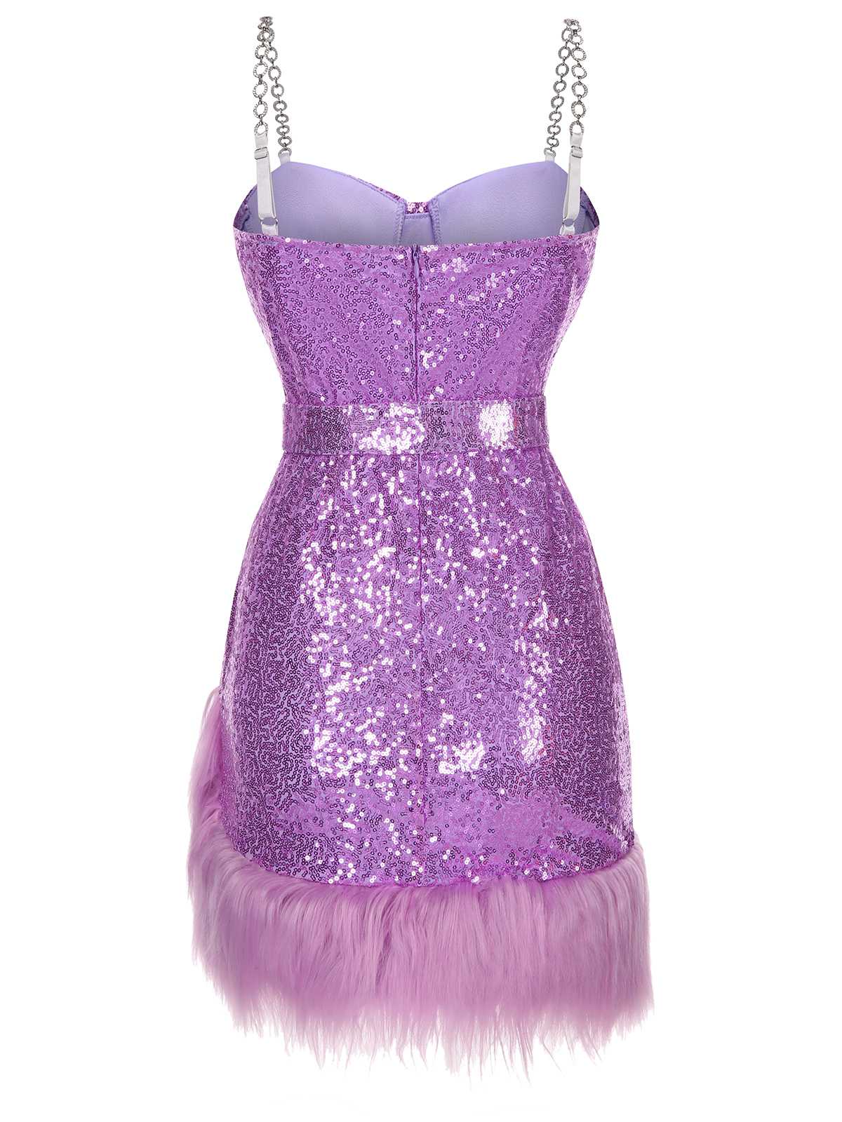 1970s Sequined Feather Spaghetti Strap Dress - Image 3